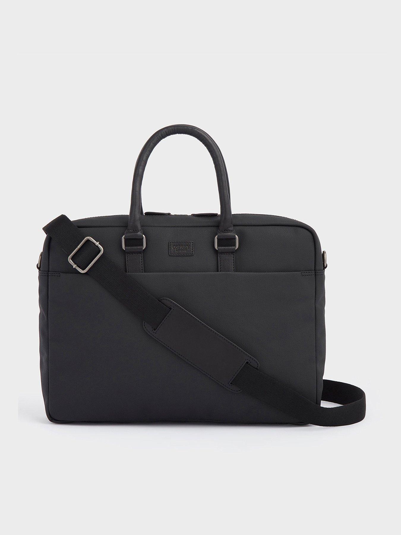 Image 1 of 6 of Osprey London The Grantham Waxed Canvas &amp; Leather Laptop Bag - Black