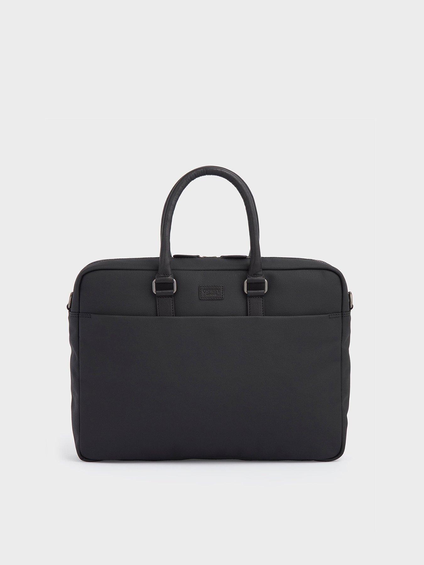Image 6 of 6 of Osprey London The Grantham Waxed Canvas &amp; Leather Laptop Bag - Black