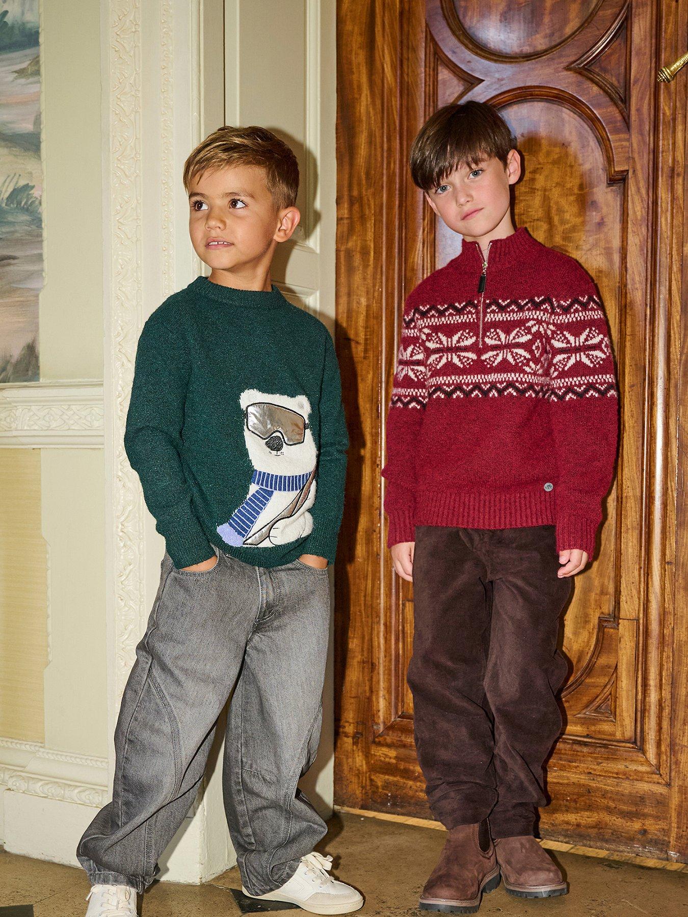 Image 2 of 6 of Angel & Rocket Boys Oakley Fairisle Zip Neck Jumper - Dark Red
