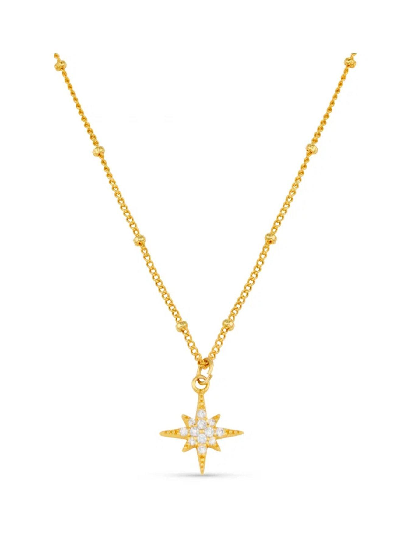 Image 1 of 4 of Orelia Pave Starburst Pave Satellite Chain Necklace - Gold
