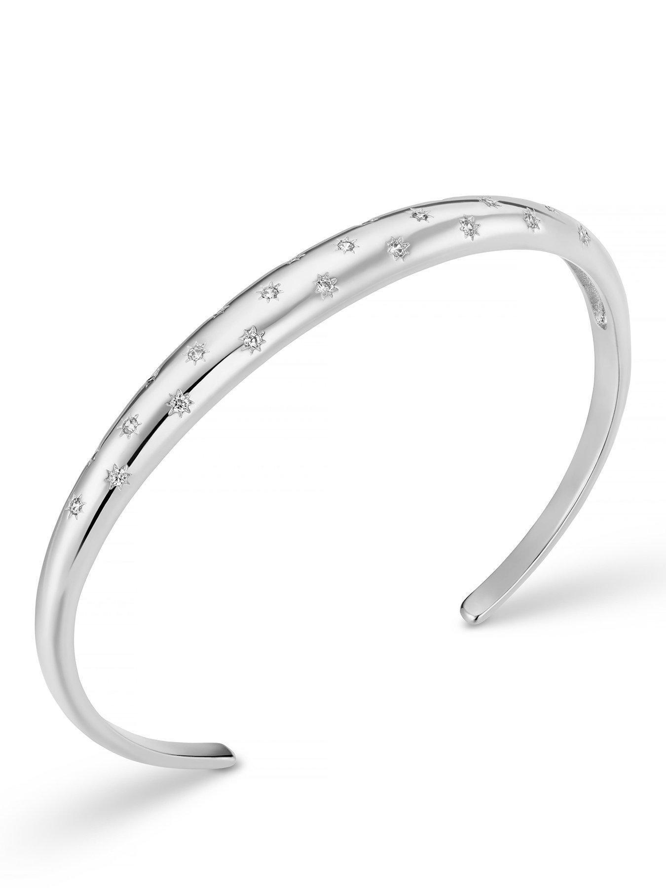 Image 1 of 1 of Orelia Womens Starburst Crystal Domed Bangle - Silver