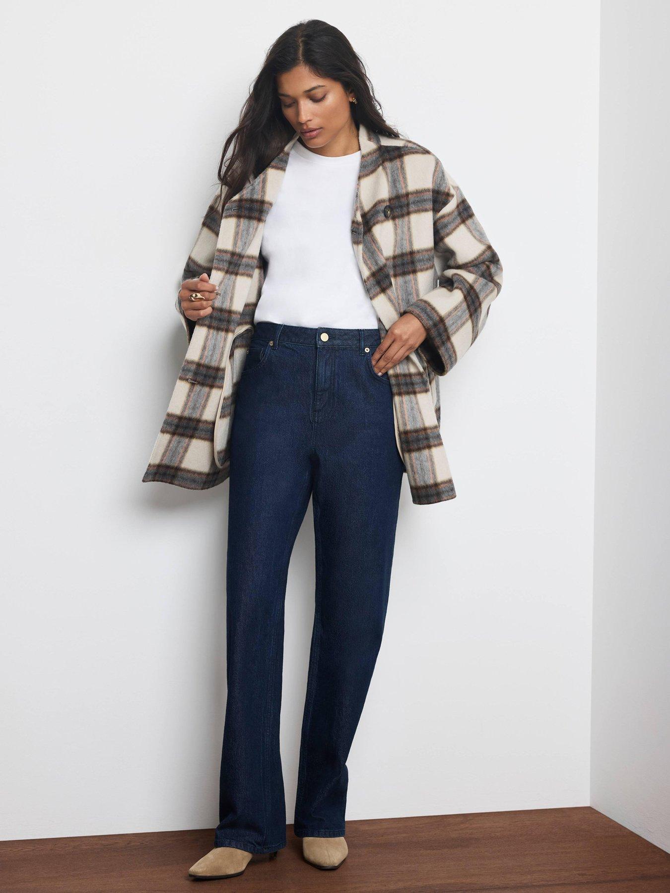 Image 4 of 6 of Mint Velvet Womens Check Wool Blend Hand Finished Scarf Coat - Multi