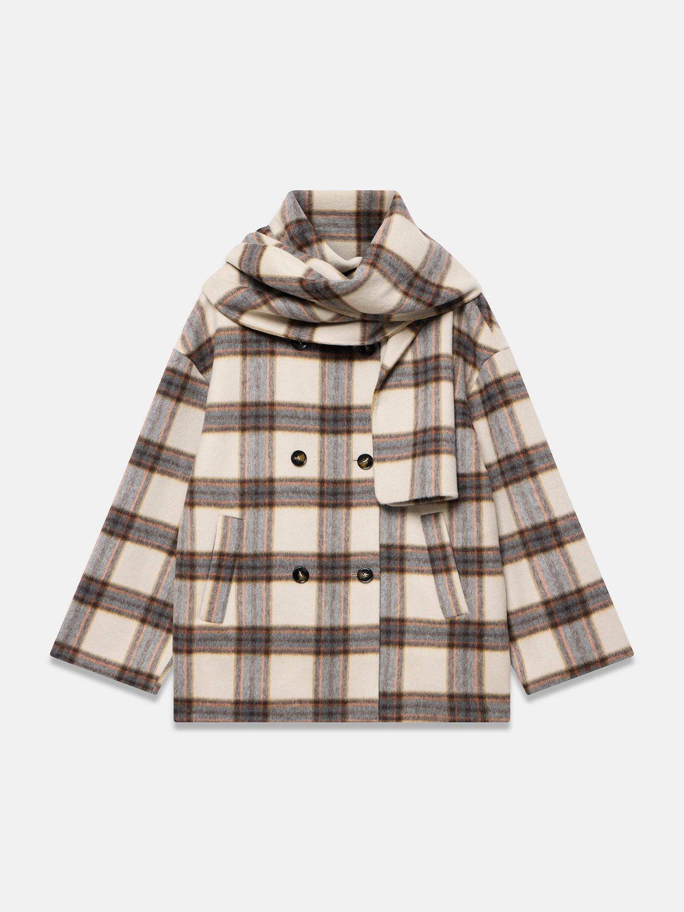 Image 5 of 6 of Mint Velvet Womens Check Wool Blend Hand Finished Scarf Coat - Multi