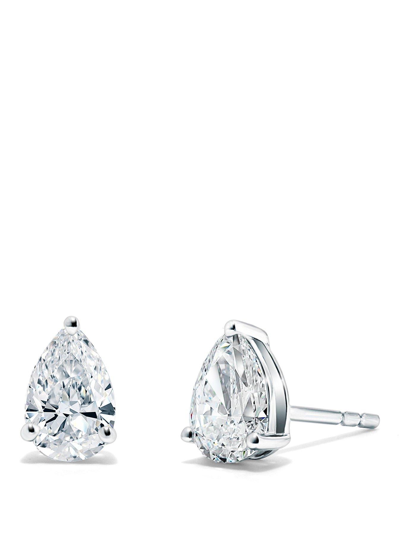 Image 1 of 3 of Created Brilliance Ally , 9ct White Gold 1.00ct tw Lab Grown Diamond Pear Stud Earrings