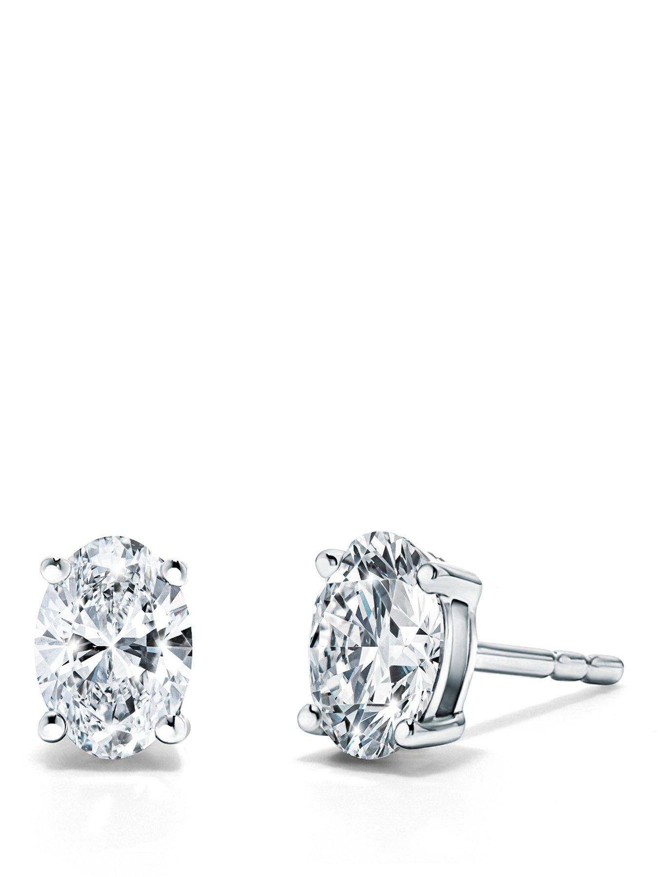 Image 1 of 3 of Created Brilliance Gina , 9ct White Gold 1.00ct tw Lab Grown Diamond Oval Stud Earrings