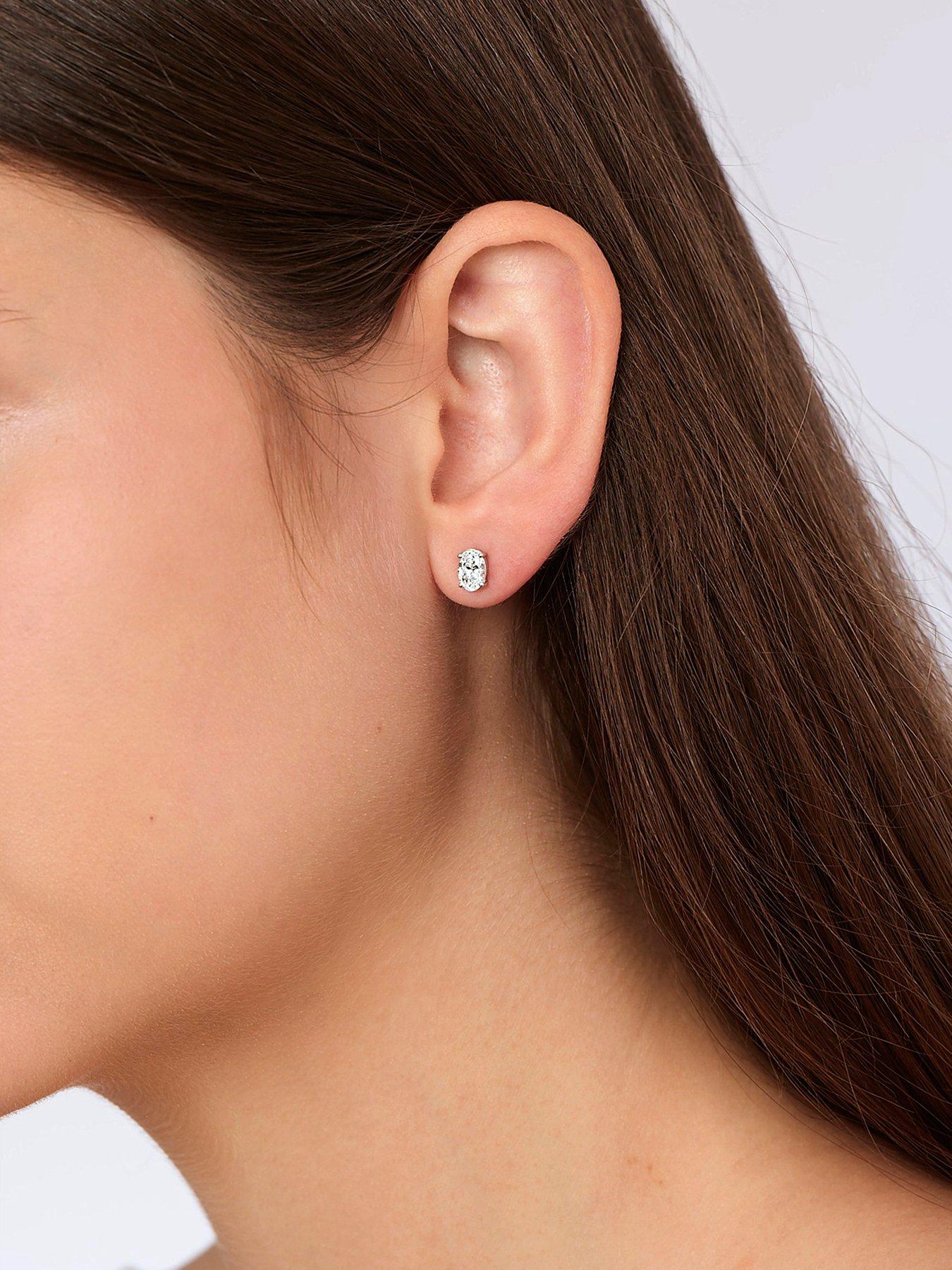Image 2 of 3 of Created Brilliance Gina , 9ct White Gold 1.00ct tw Lab Grown Diamond Oval Stud Earrings