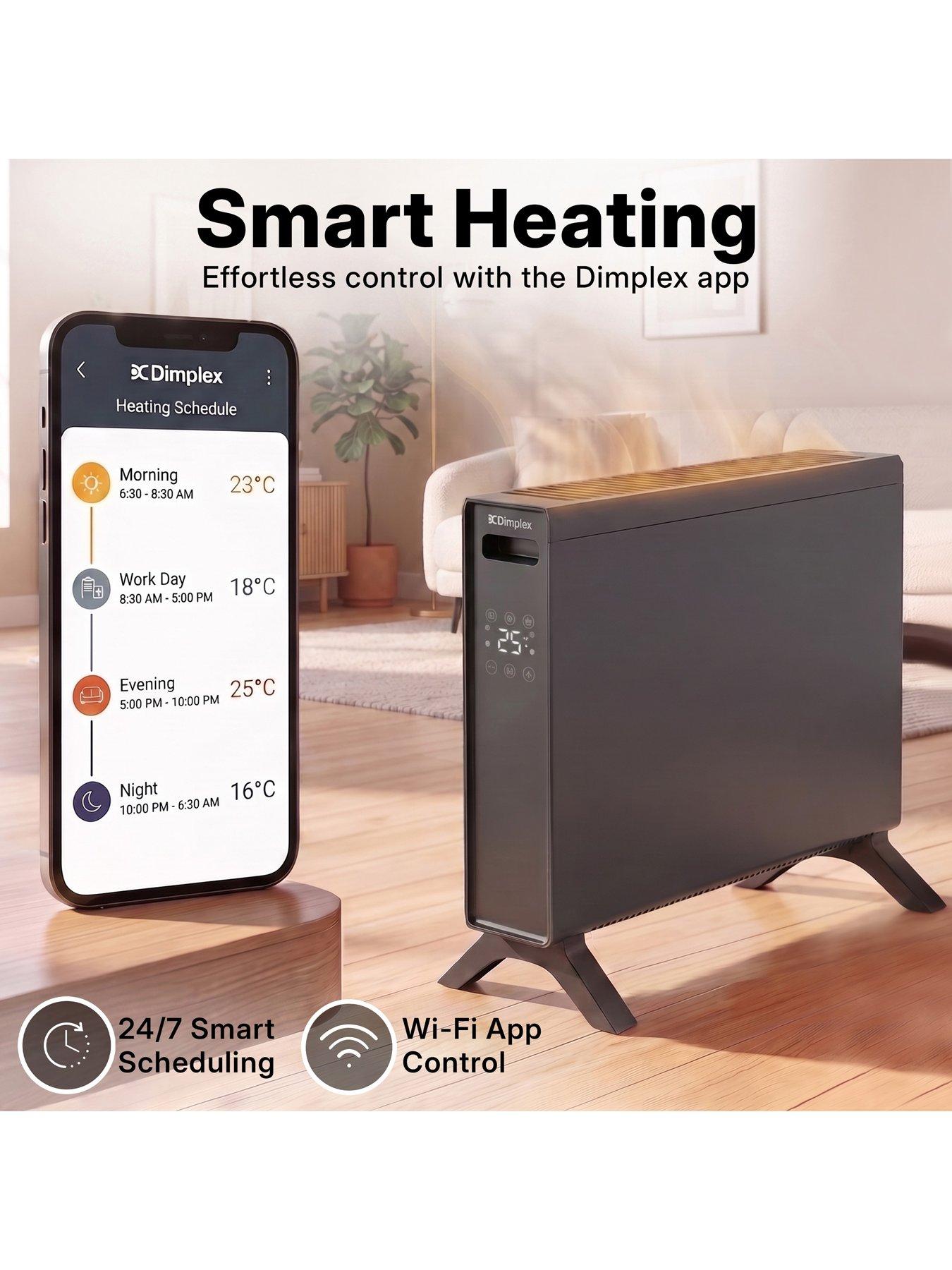 Image 4 of 8 of Dimplex DXCV2002 HeatLite 2kW Smart Convector Heater, Freestanding, 7 Day Timer - Anthracite
