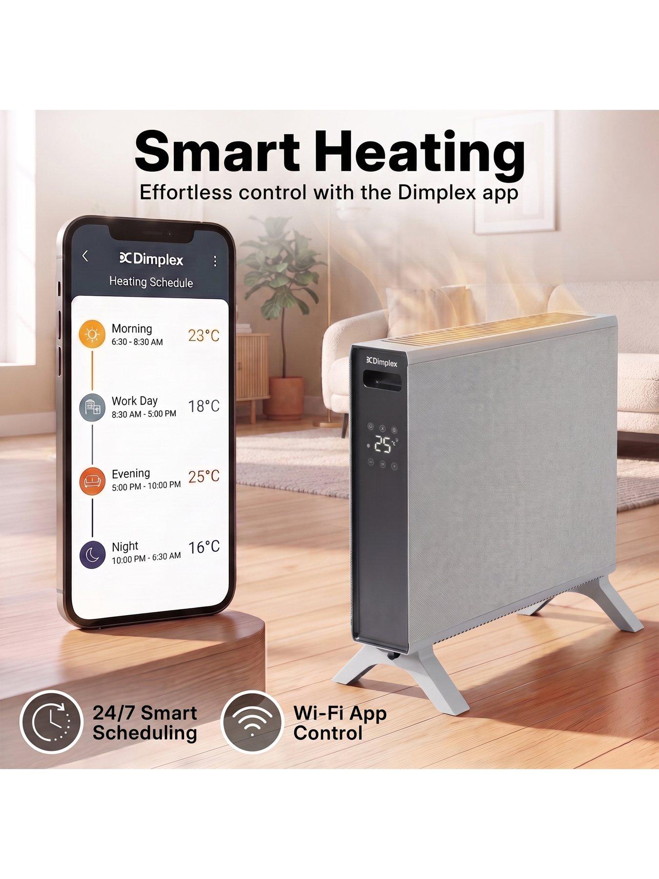Image 4 of 7 of Dimplex DXCV2004 HeatLite TEX 2kW Smart Convector Heater, Freestanding & Wall Mountable, 7 Day Timer