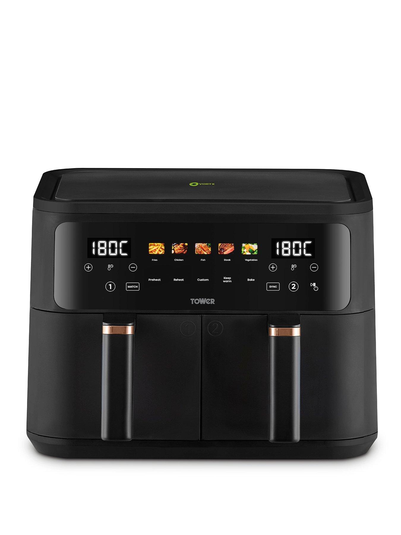 Image 1 of 7 of Tower Vortx 9L Dual Basket Air Fryer with Colour Touch Display, Black