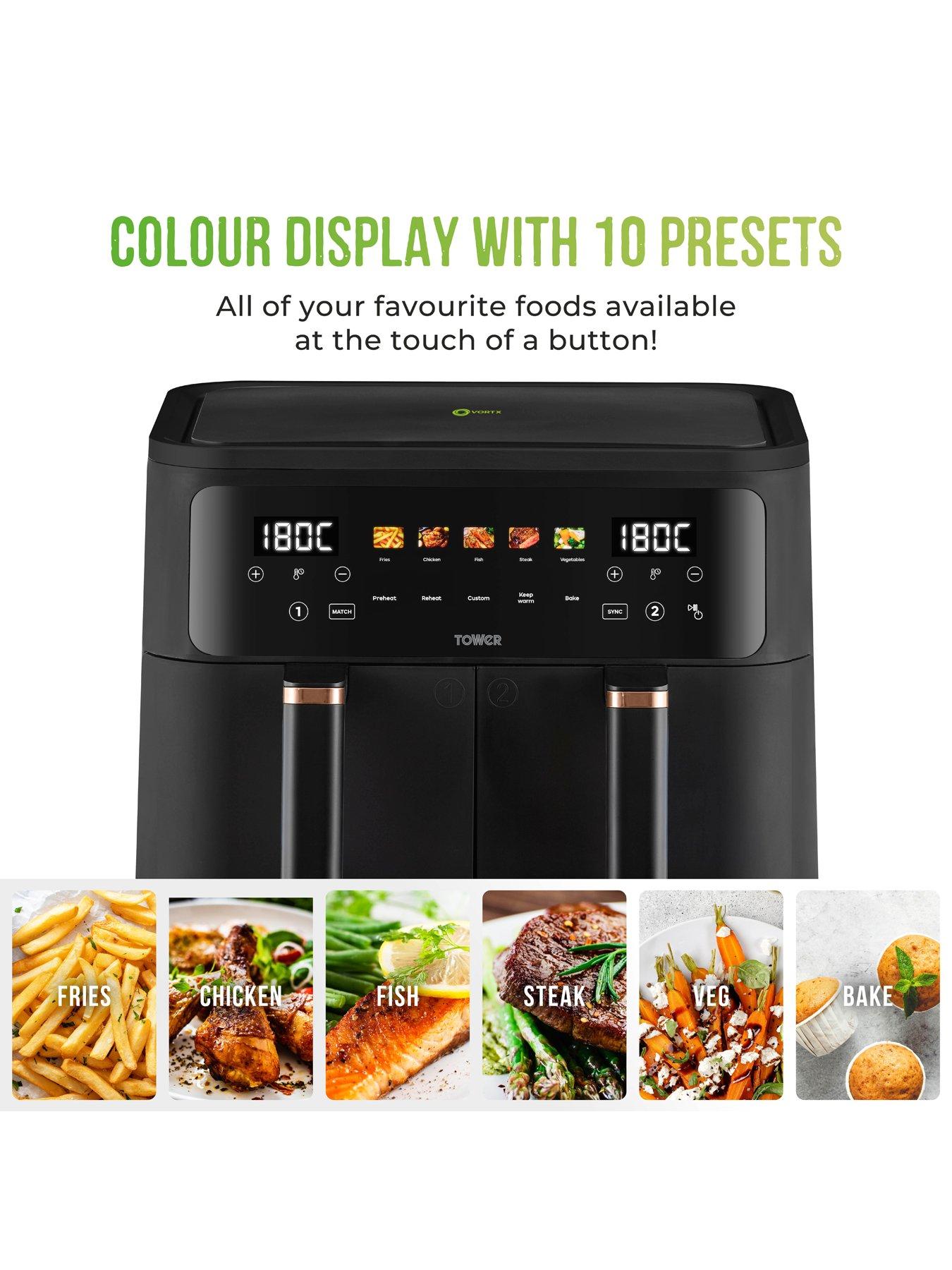 Image 4 of 7 of Tower Vortx 9L Dual Basket Air Fryer with Colour Touch Display, Black