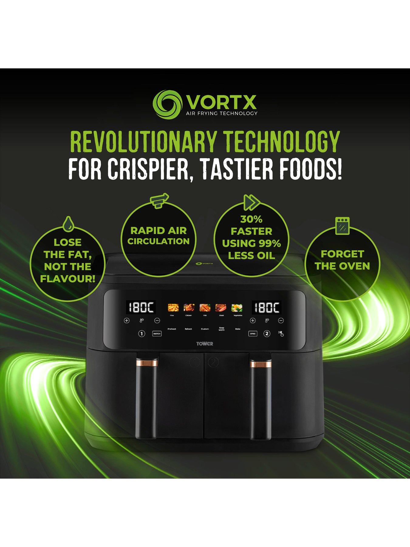 Image 5 of 7 of Tower Vortx 9L Dual Basket Air Fryer with Colour Touch Display, Black