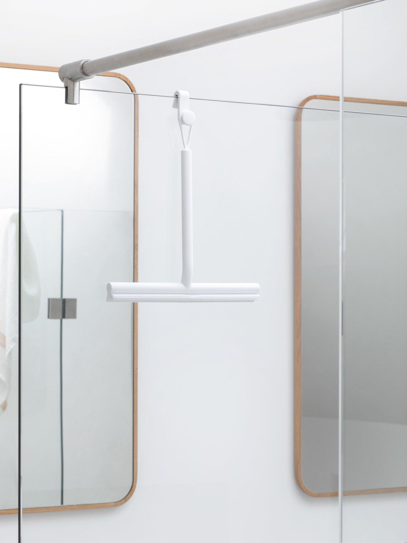 Brabantia Silicone Shower Squeegee with Hook (White) Anti Streak Cleaning Wiper for Bathroom Glass, Plastic, Tile - Doublesided Brush & Rim Design - Image 4