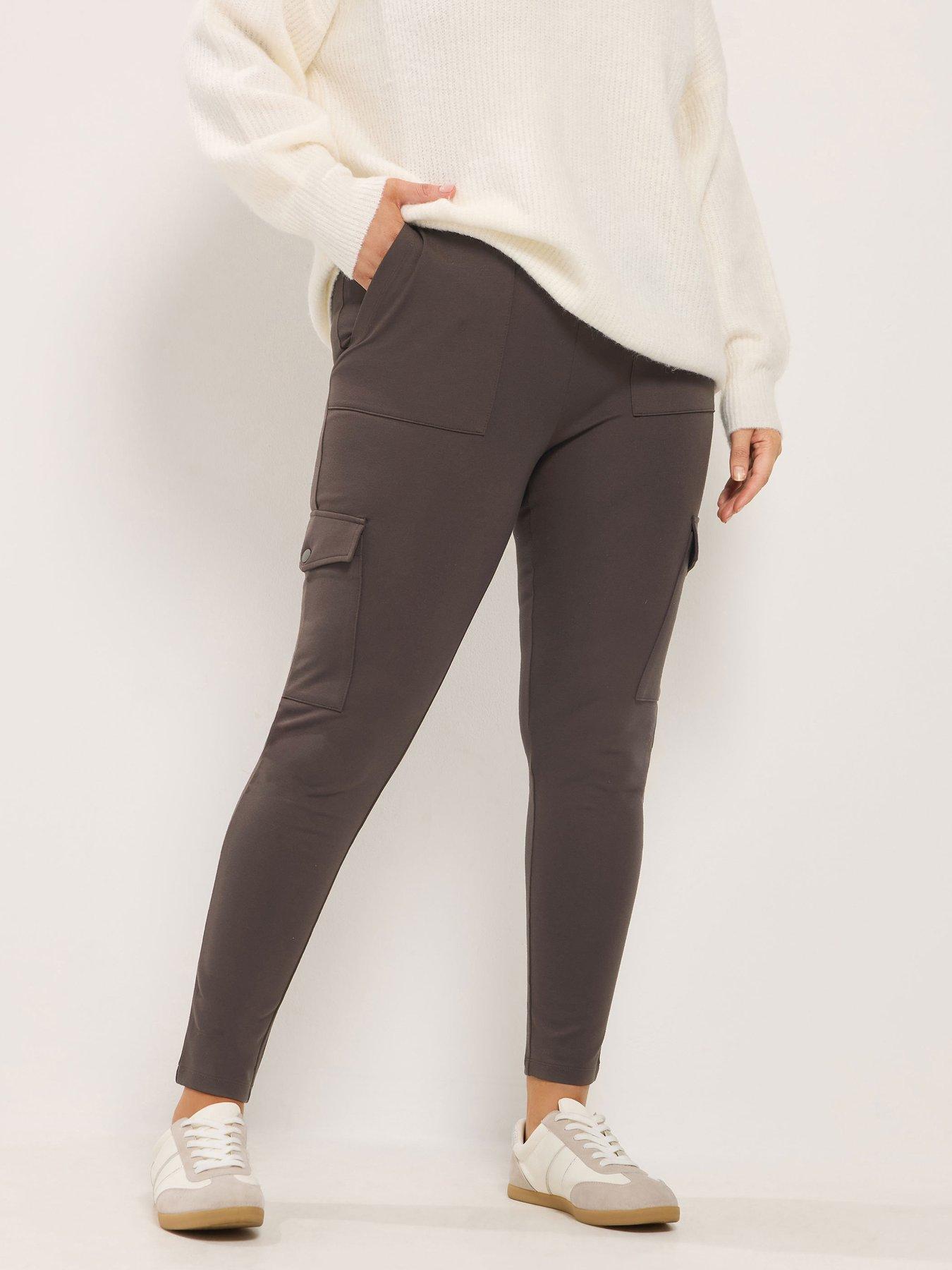 Image 1 of 4 of Yours Womens Curve Cargo Pocket Ponte Leggings - Brown