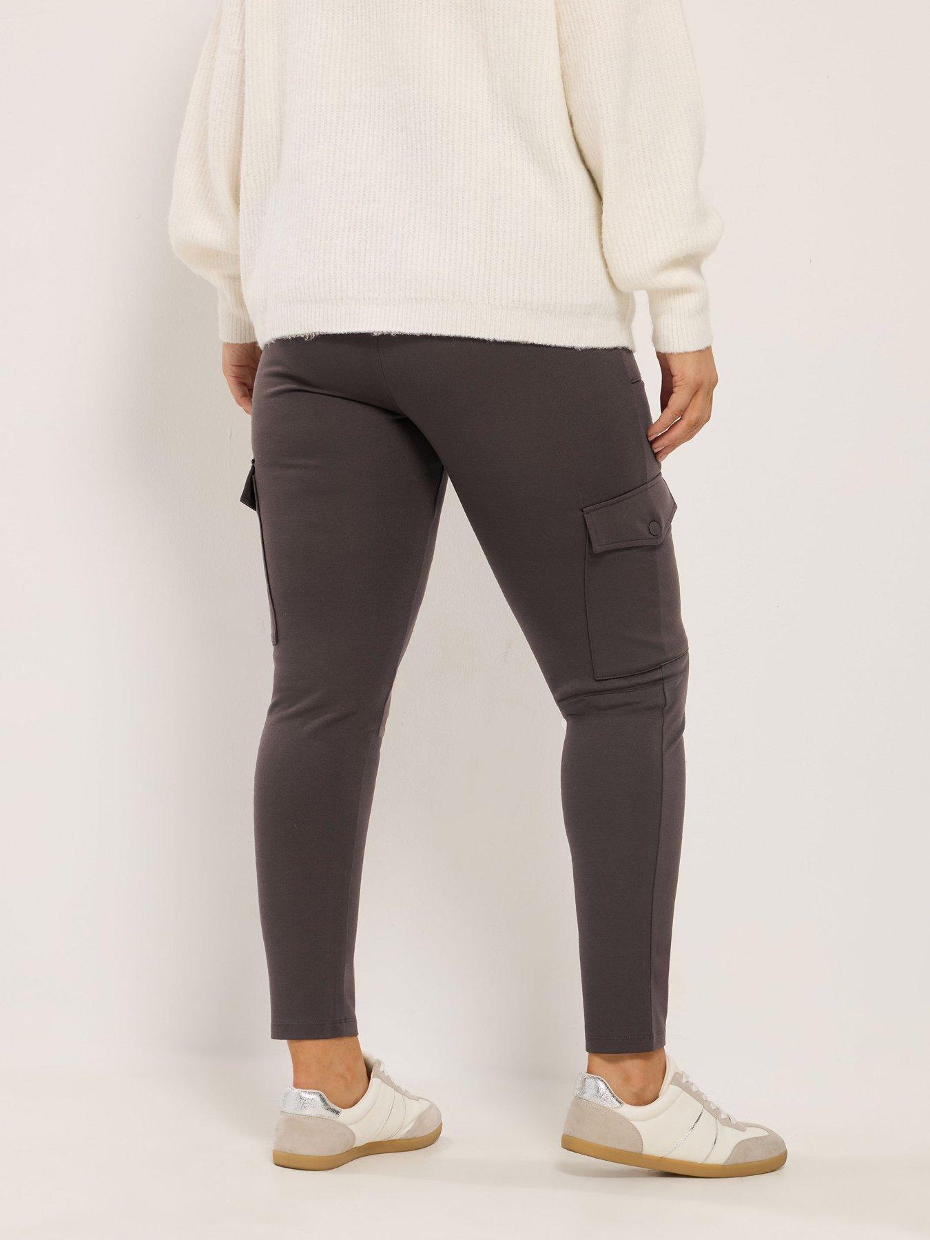 Image 2 of 4 of Yours Womens Curve Cargo Pocket Ponte Leggings - Brown