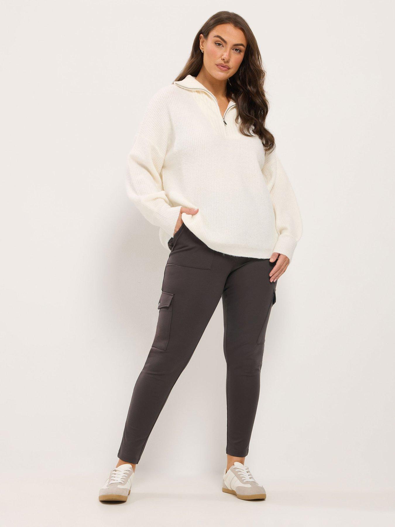Image 3 of 4 of Yours Womens Curve Cargo Pocket Ponte Leggings - Brown