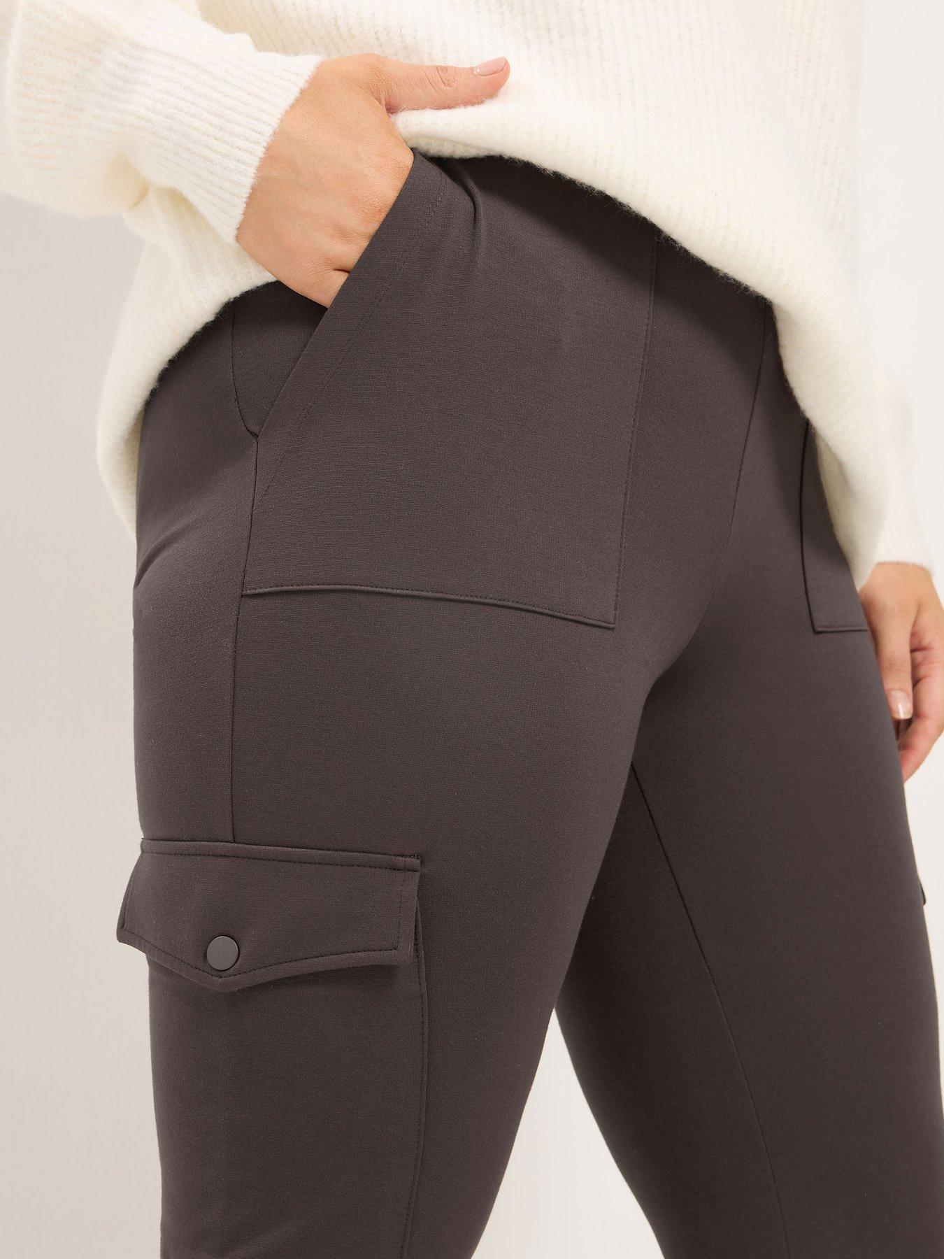 Image 4 of 4 of Yours Womens Curve Cargo Pocket Ponte Leggings - Brown
