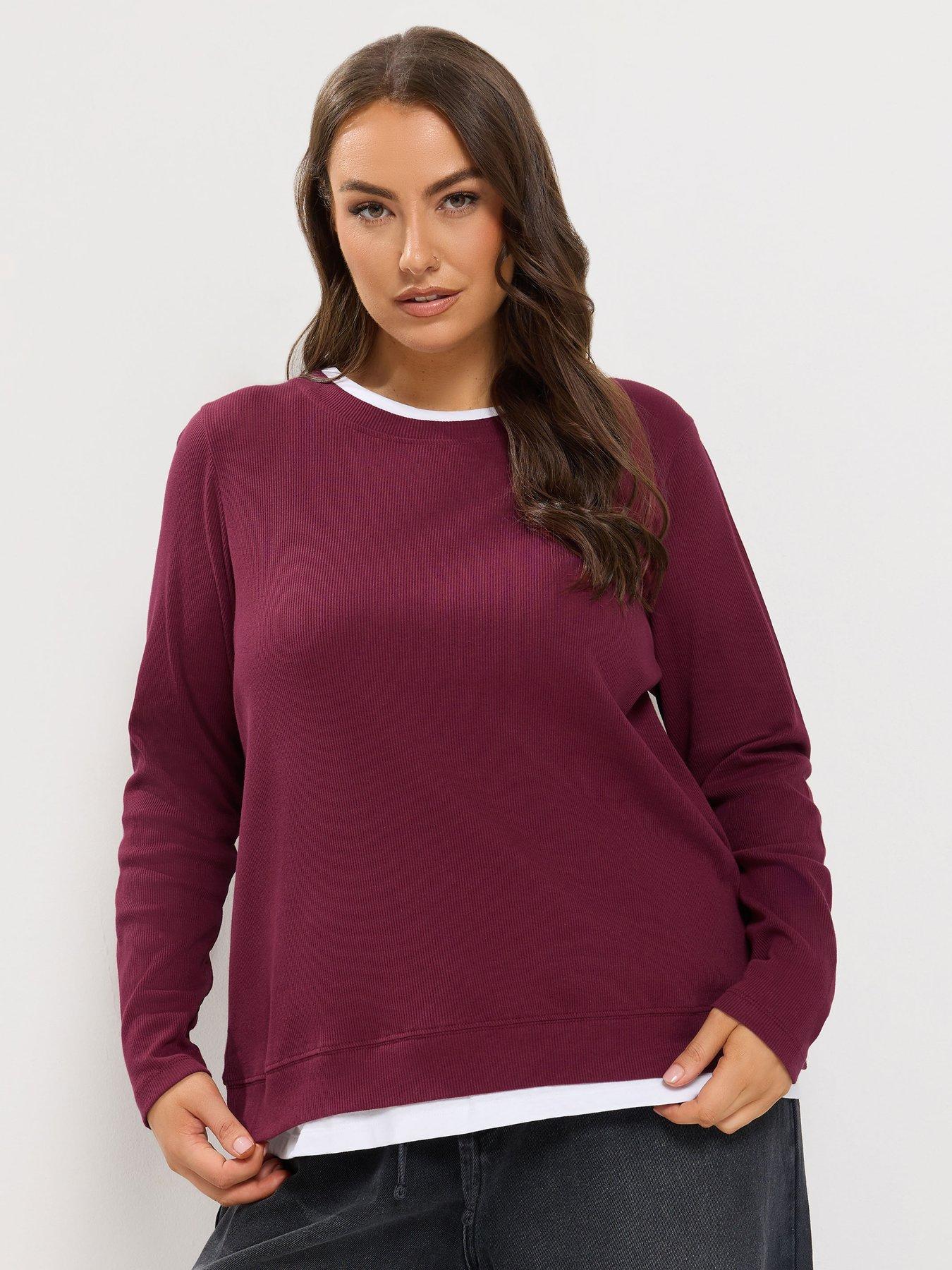 Yours Women's 2-In-1 Ribbed Top in Wine | Size: 12 - Image 6