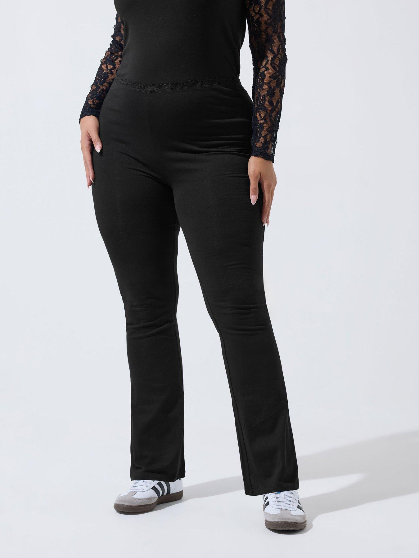 Yours Women's Lace Hem Leggings Pants in Black | Size: 10 - Image 2