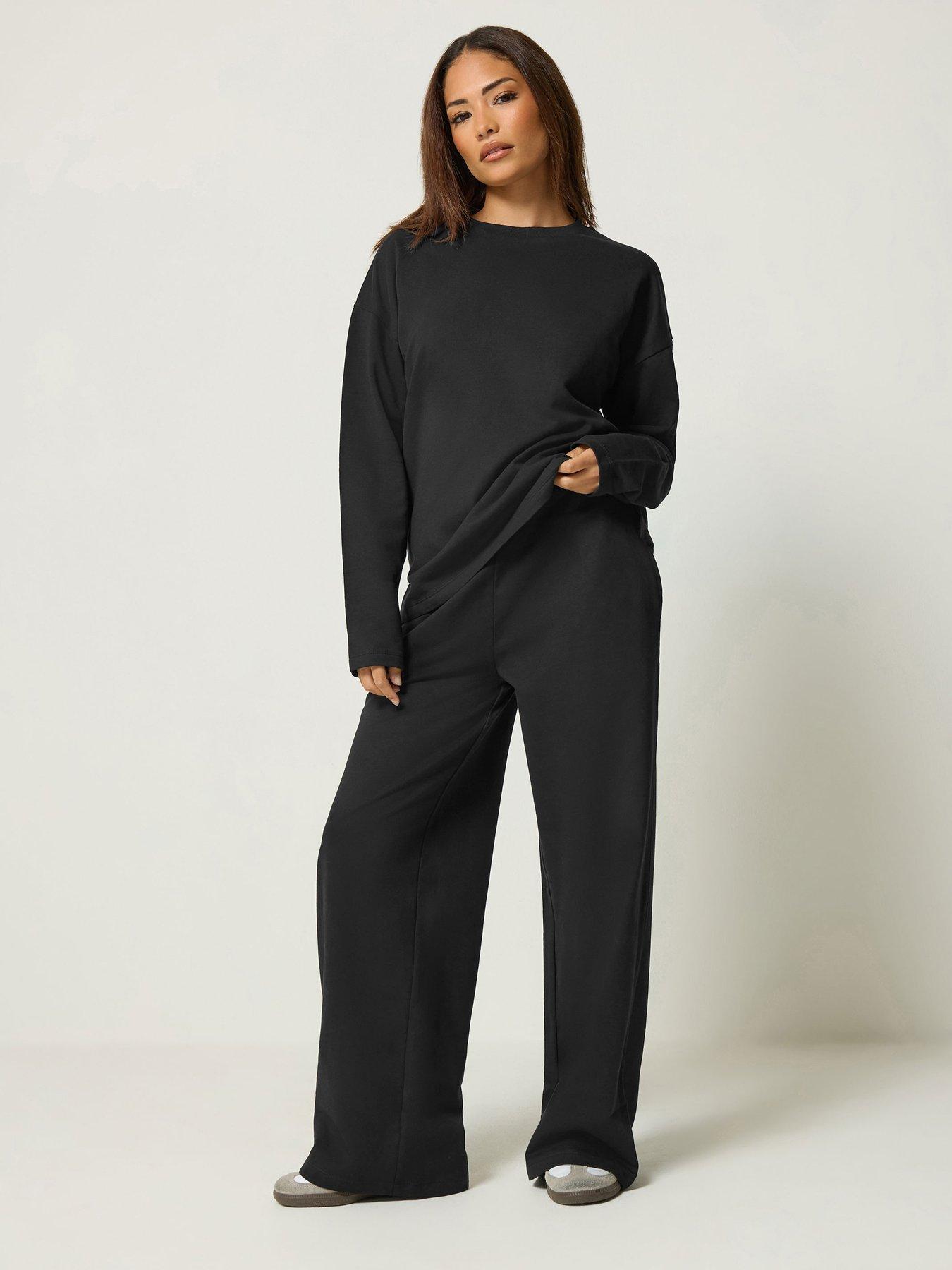 Image 1 of 4 of PixieGirl Petite Loop Back Sweat Top &amp; Trouser Set