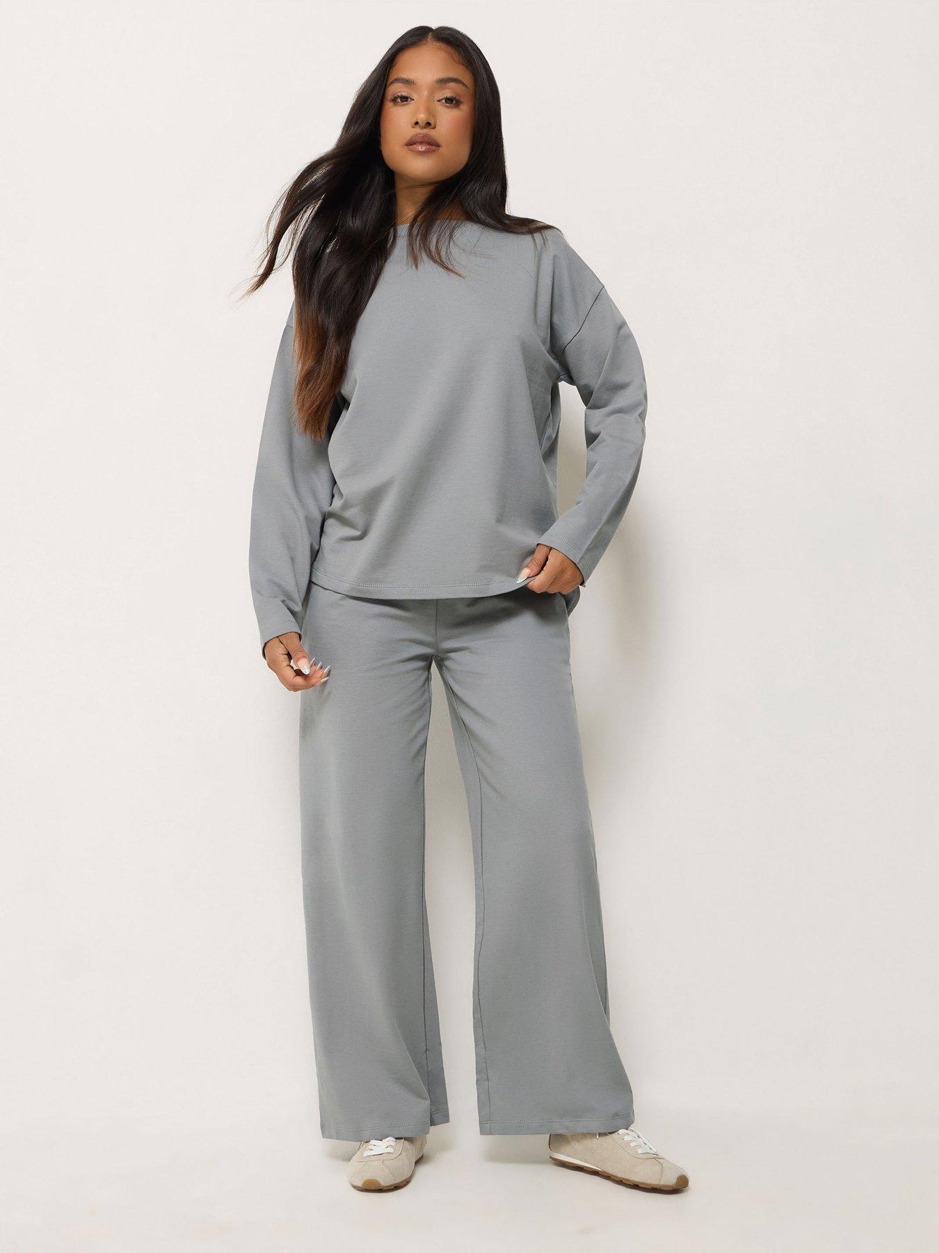 Image 1 of 4 of PixieGirl Petite Loop Back Sweat Top &amp; Trouser Set