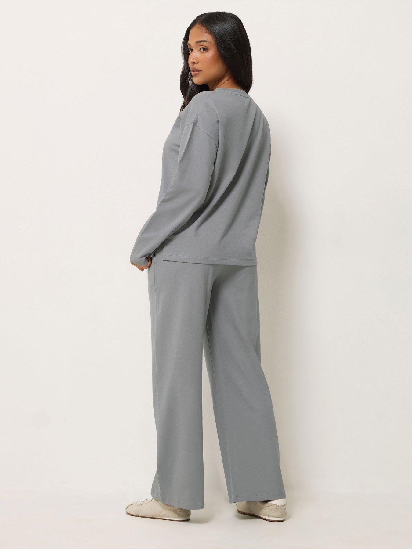 Image 2 of 4 of PixieGirl Petite Loop Back Sweat Top &amp; Trouser Set