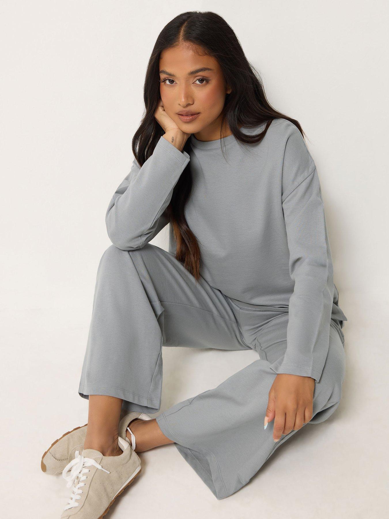 Image 3 of 4 of PixieGirl Petite Loop Back Sweat Top &amp; Trouser Set