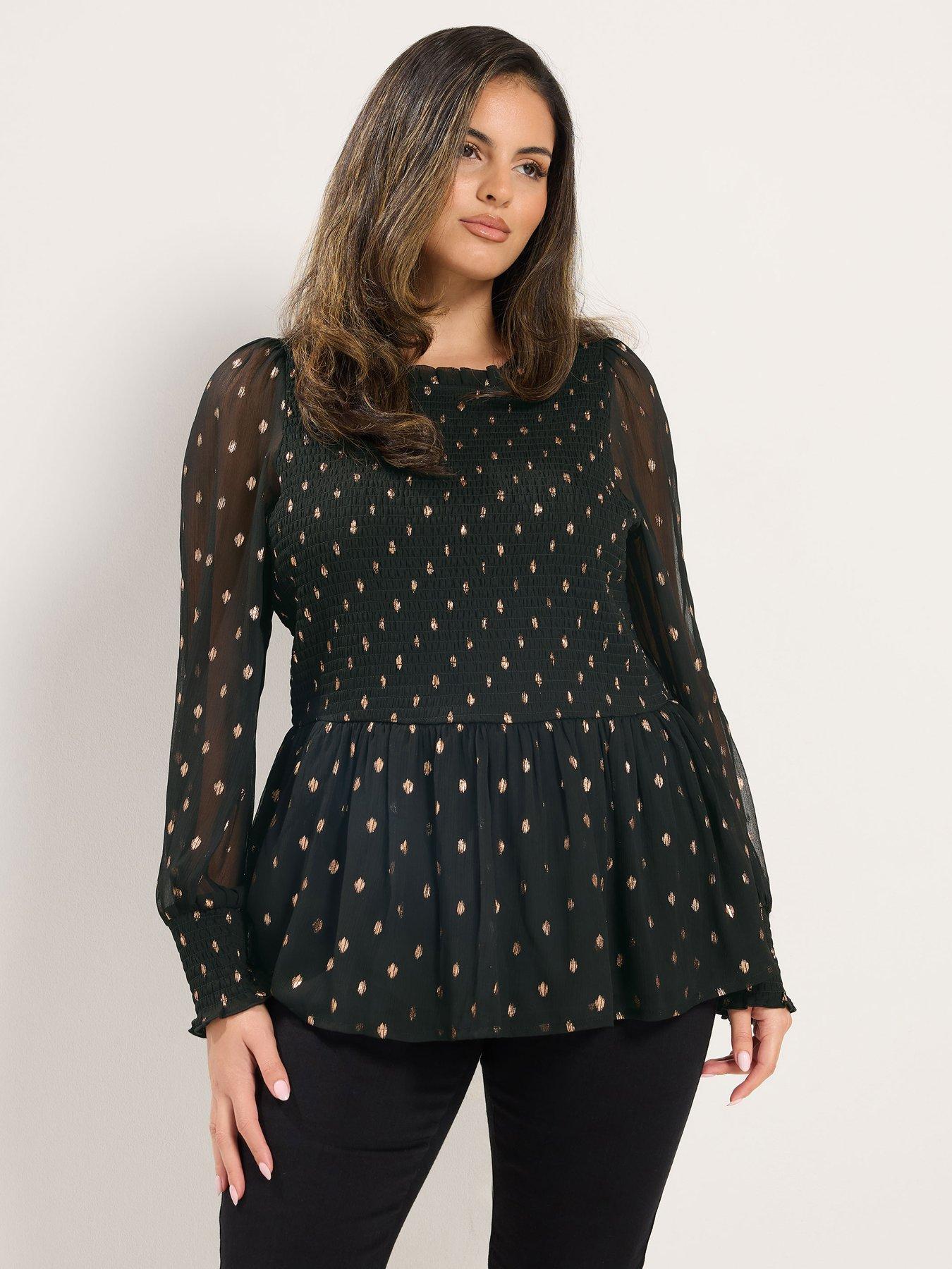 Yours Women's Black Long Sleeve Peplum Blouse In | Size: 12 - Image 5