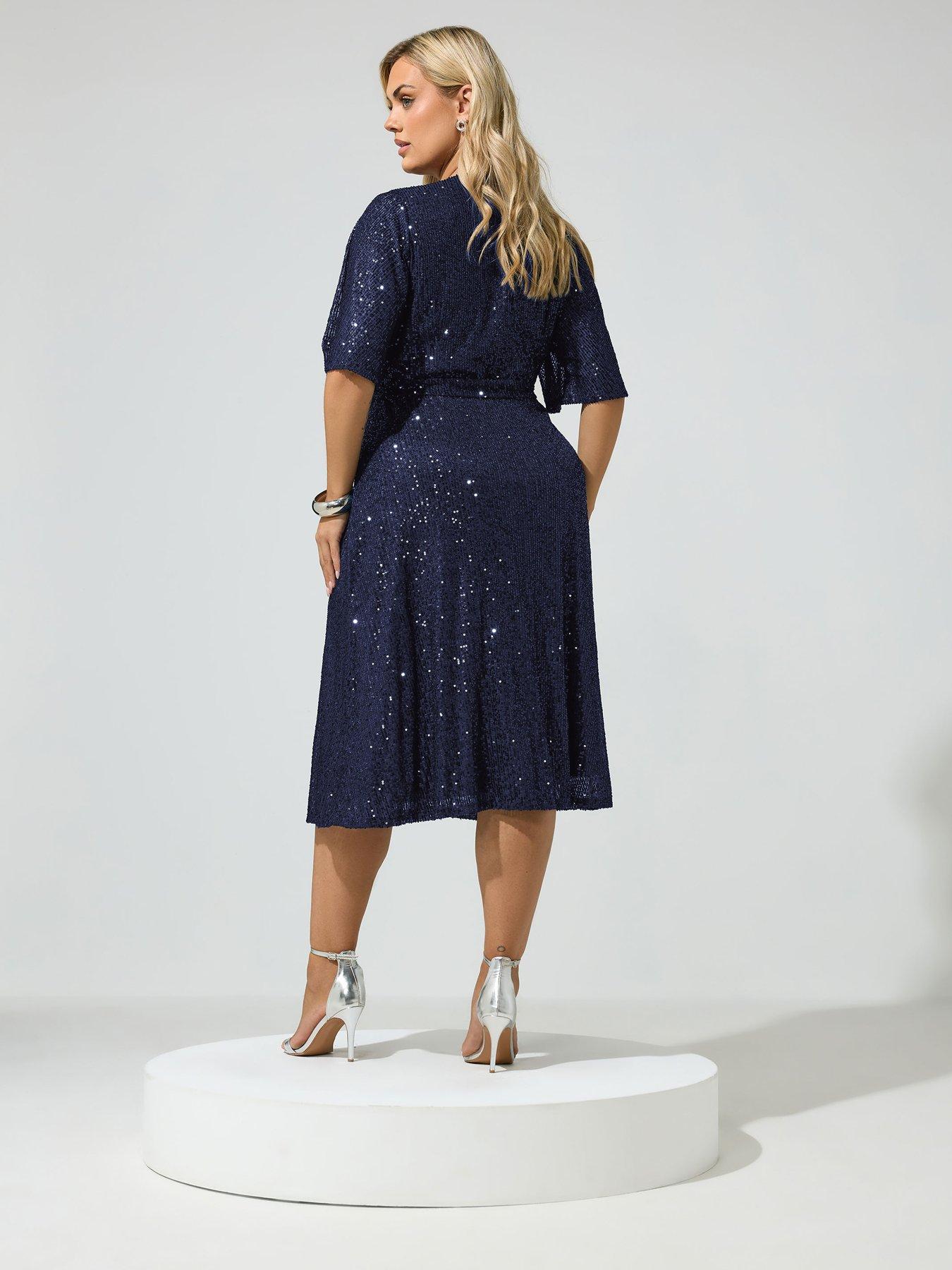 Image 2 of 4 of Yours Curve Sequin Wrap Dress