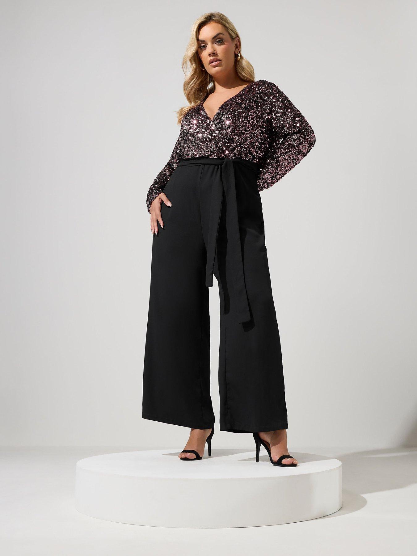 Yours Women's Black 2-In-1 Sequin Jumpsuit In | : Size 16 - Image 6