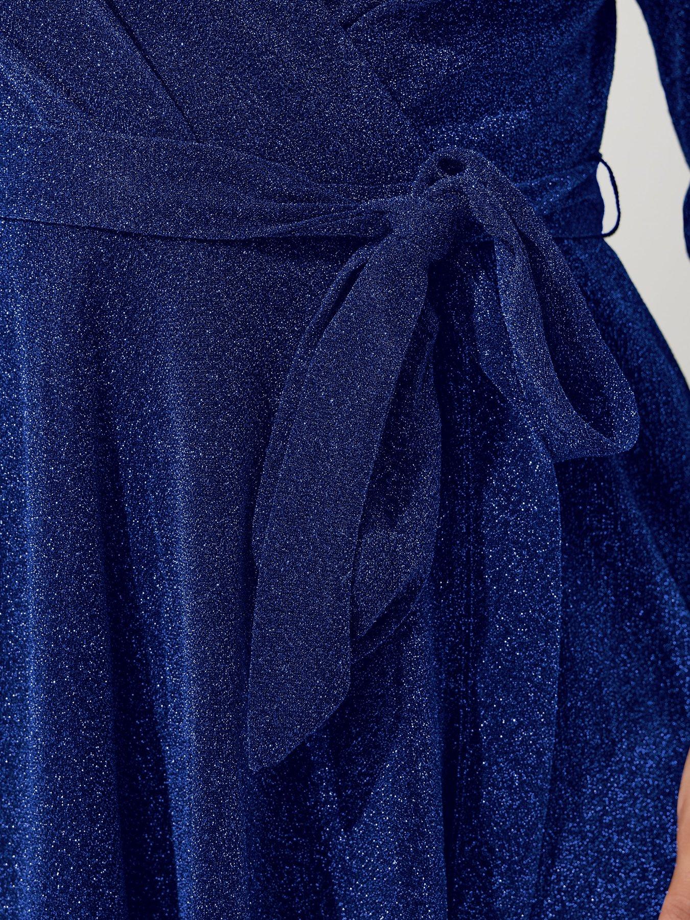 Image 4 of 4 of Yours Curve Metallic Thread Wrap Dress