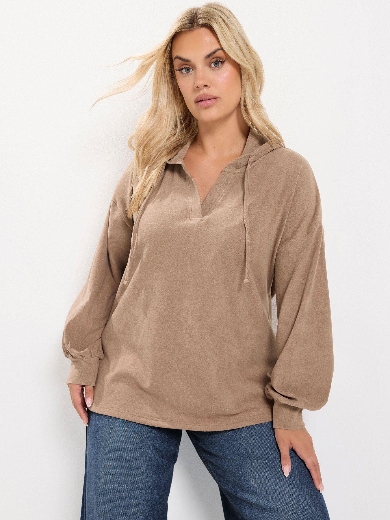Image 1 of 4 of Yours Curve Balloon Sleeve Hooded Top