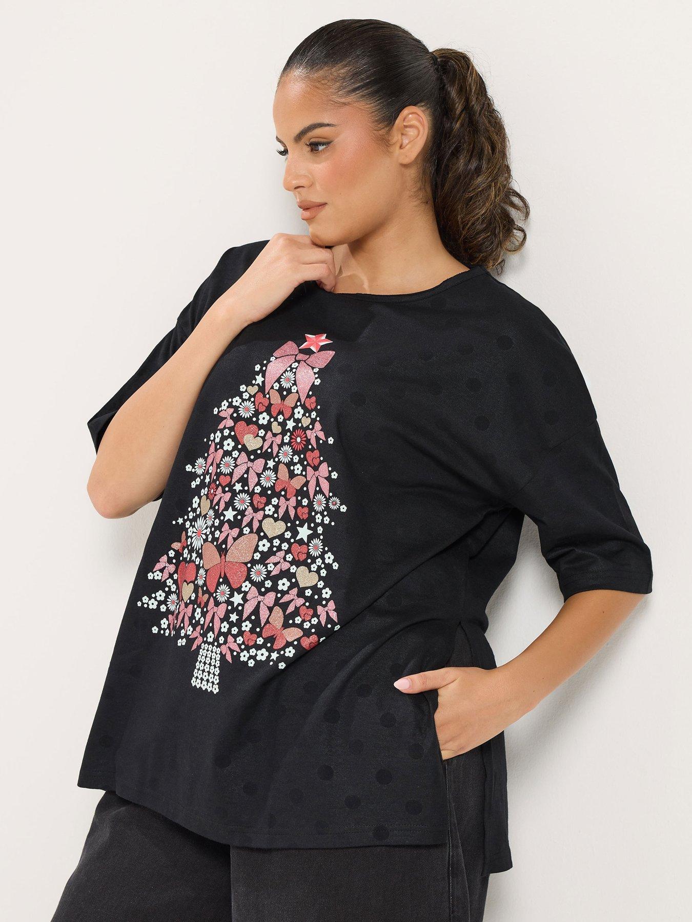 Image 1 of 4 of Yours Curve Christmas Tree Novelty T-shirt