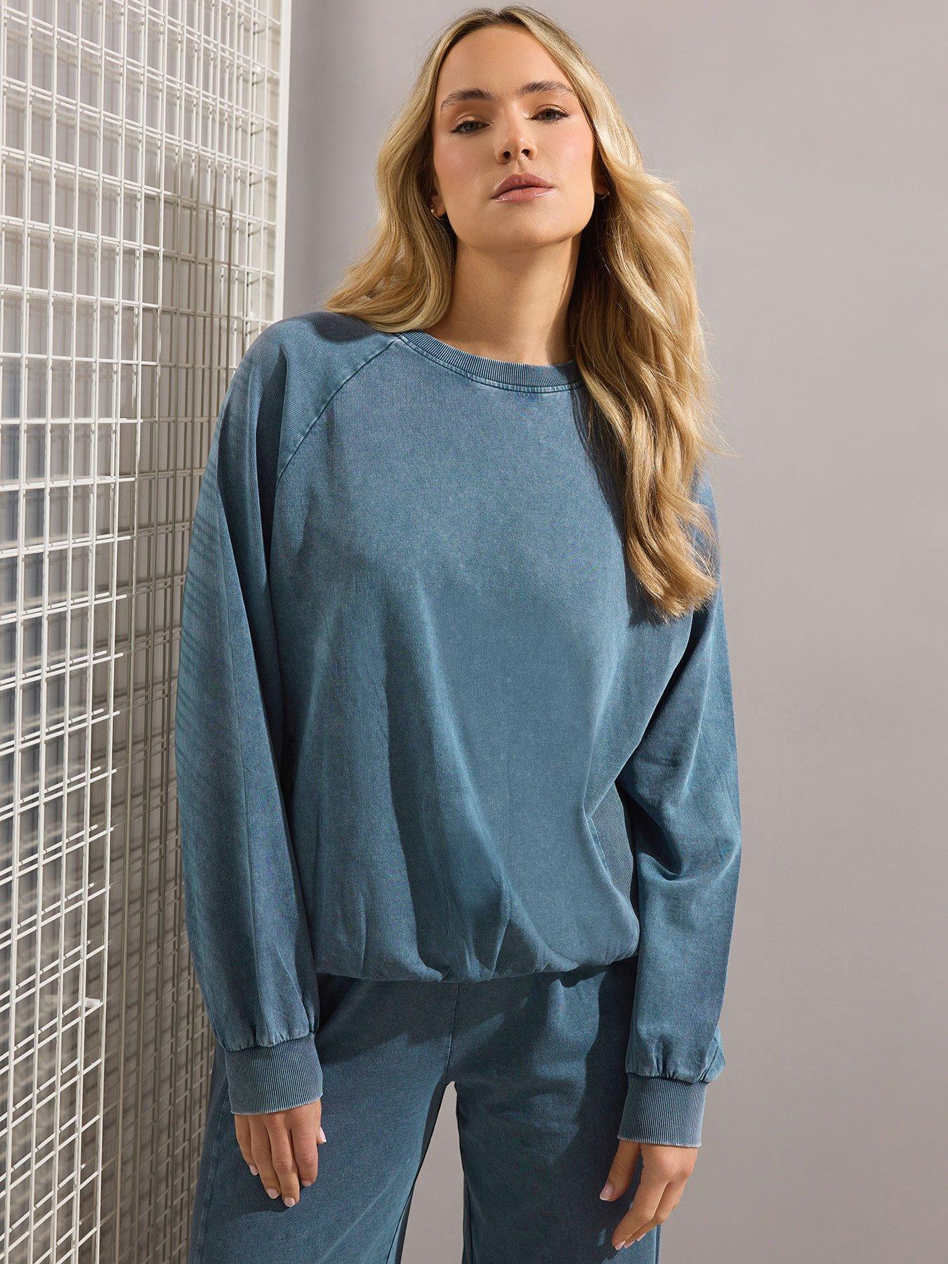 Long Tall Sally Women's Blue Tall Acid Wash Sweatshirt In Size 14 - Image 2