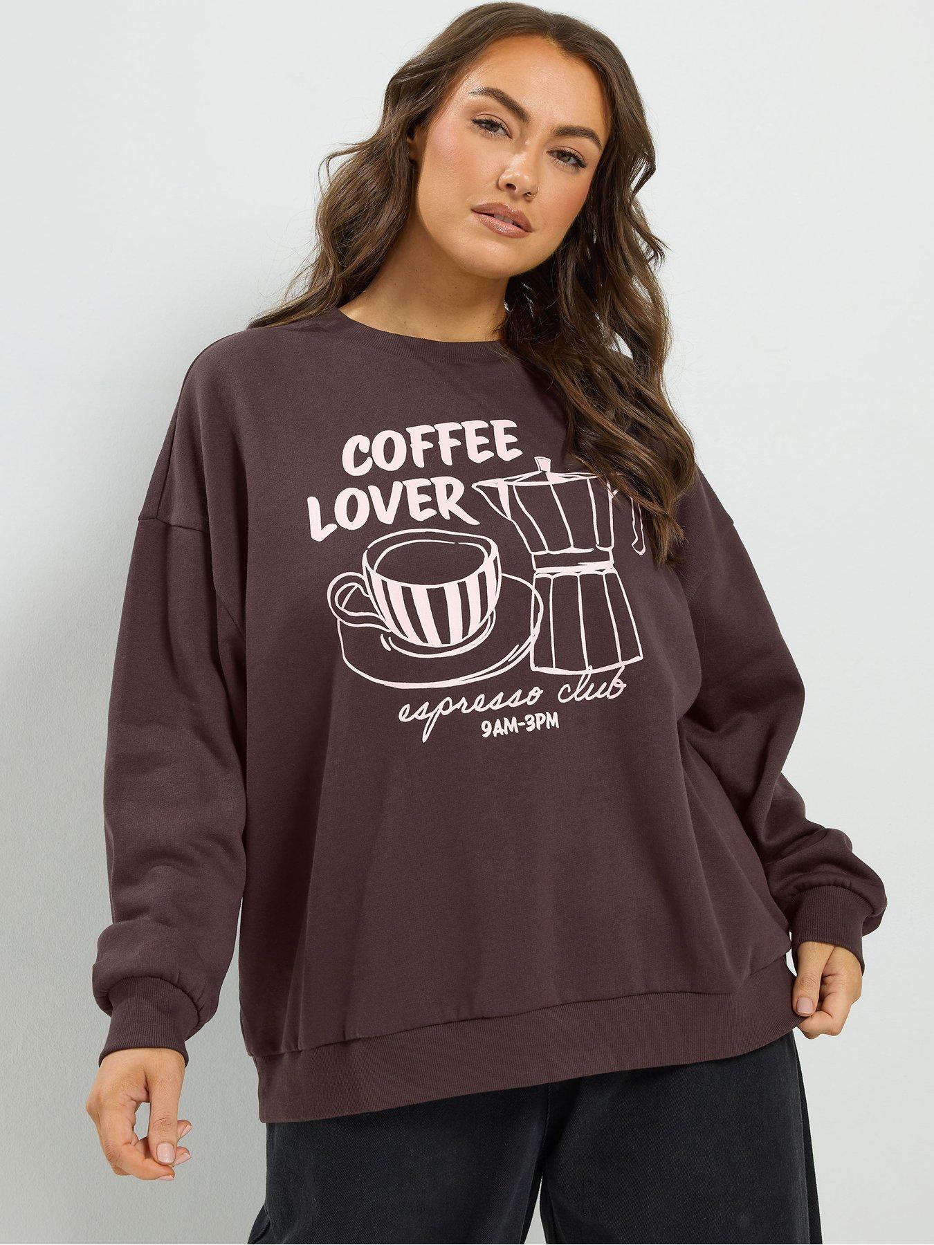 Yours Women's Chocolate 'Coffee Lover' Sweatshirt In Size 14-16 - Image 2
