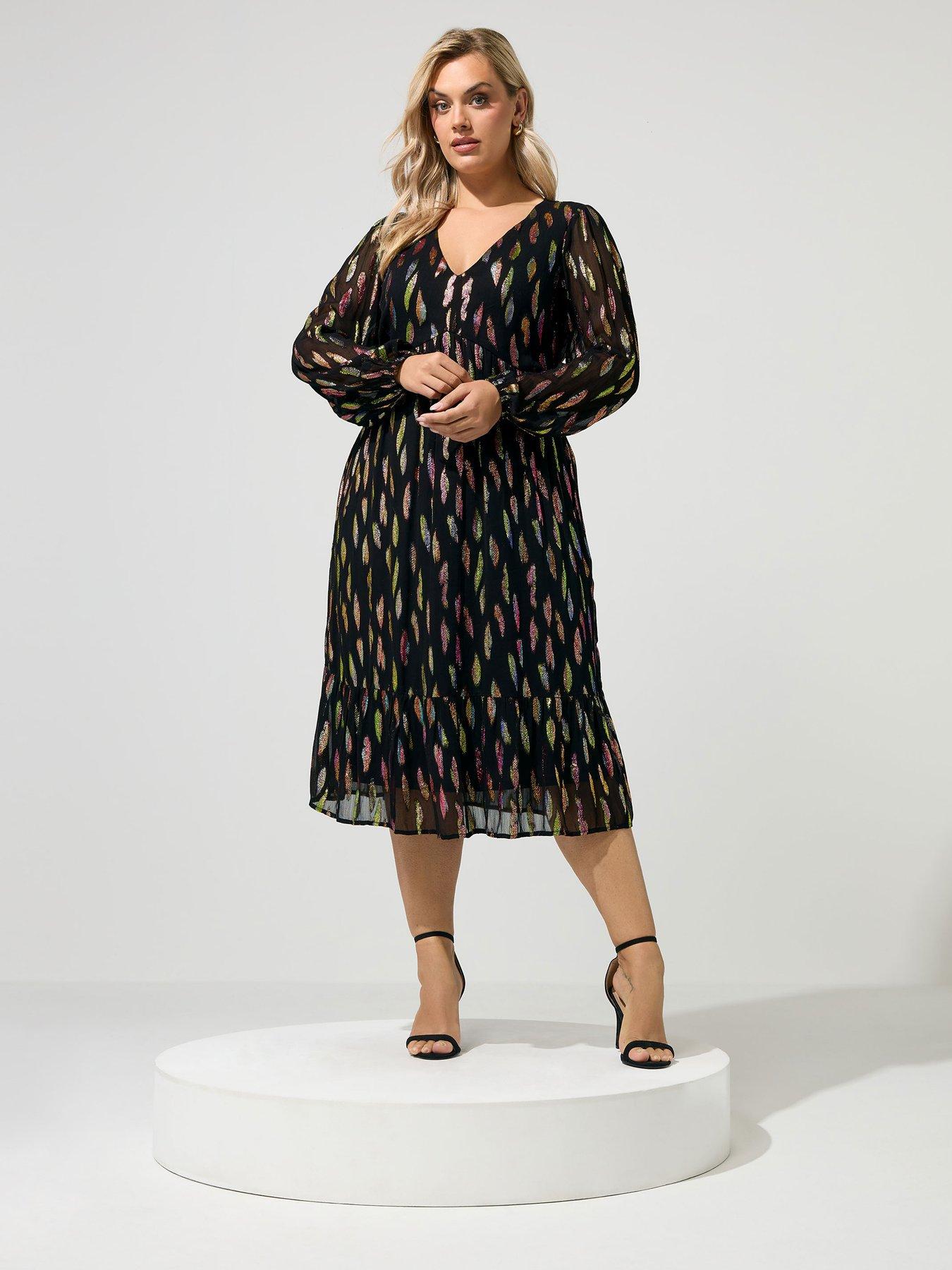 Image 3 of 4 of Yours Curve Long Sleeve Midi Smock Dress