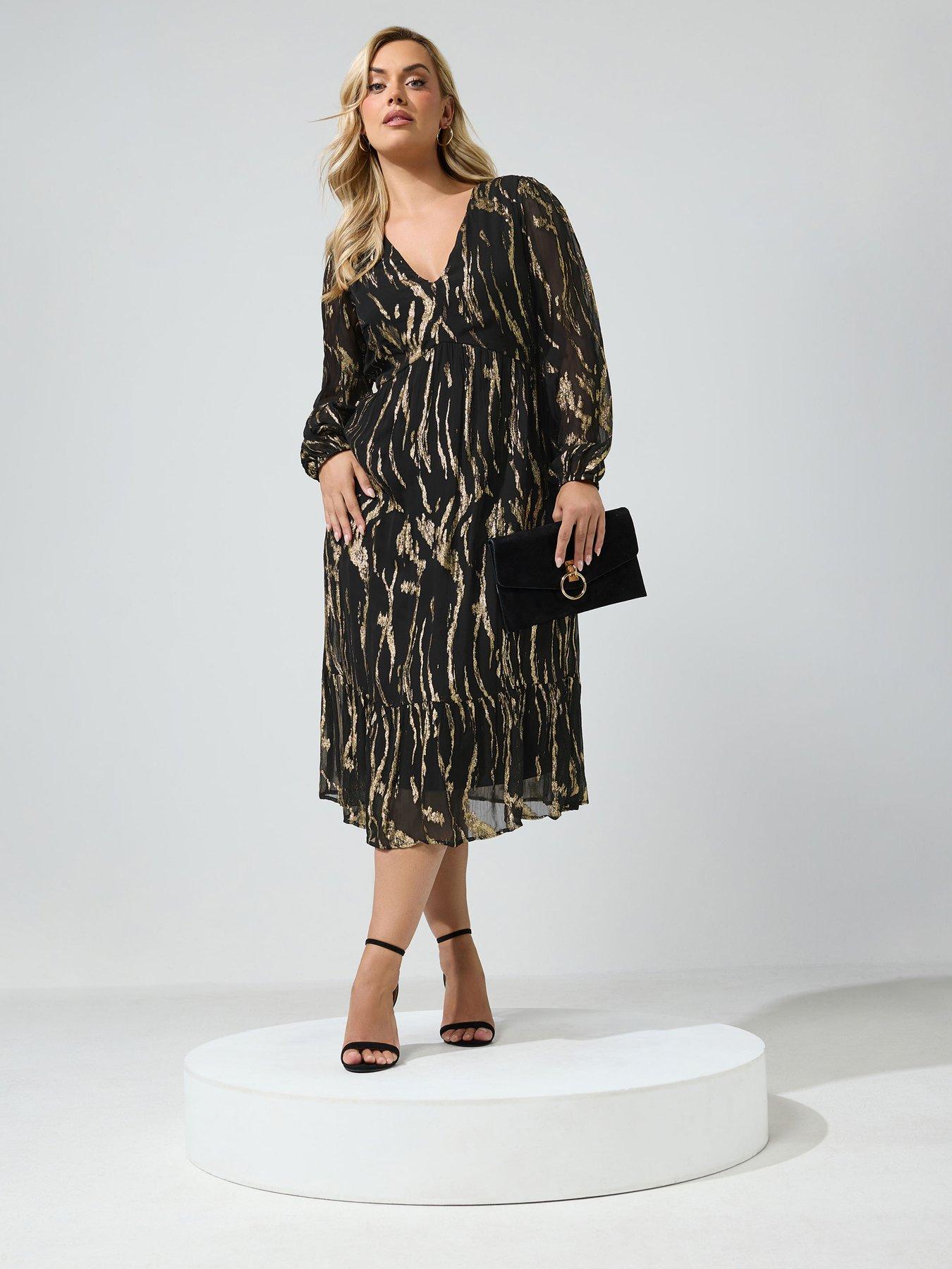 Image 3 of 4 of Yours Curve Long Sleeve Midi Smock Dress