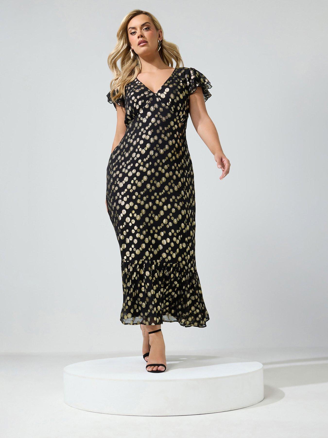 Yours Women's Black Metallic Maxi Dress In | : Size 20 - Image 3