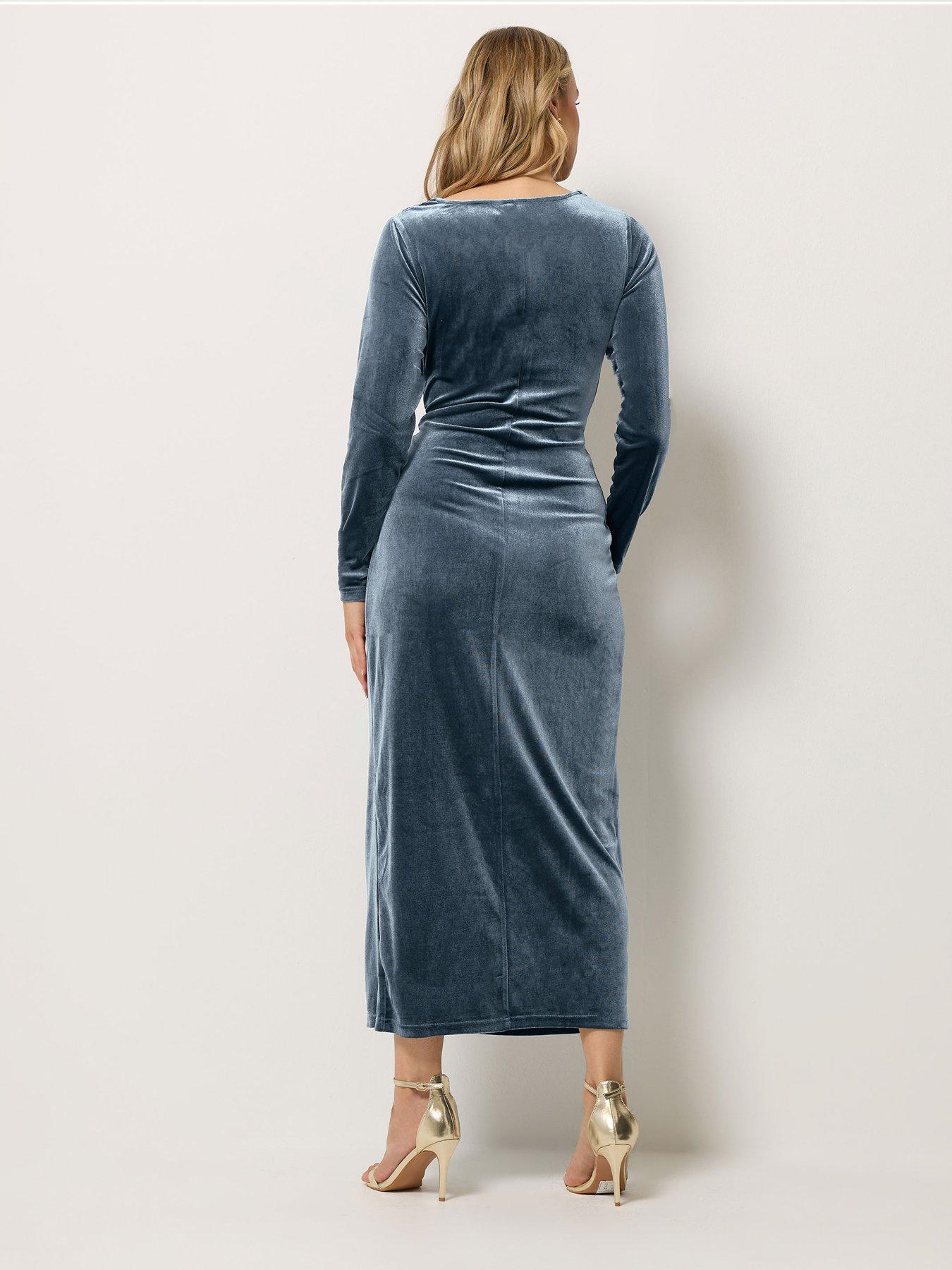 Image 2 of 4 of Yours Tall Velvet Knot Front Dress