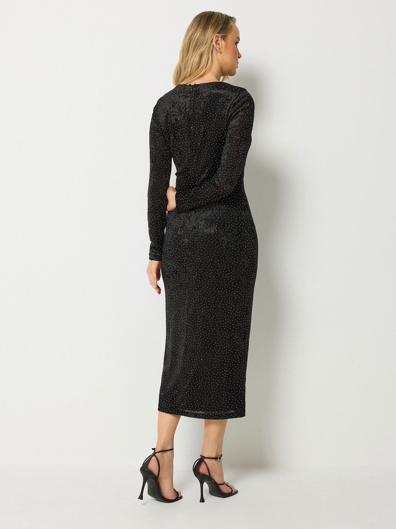 Image 2 of 4 of Yours Tall Velvet Mesh Stud Dress