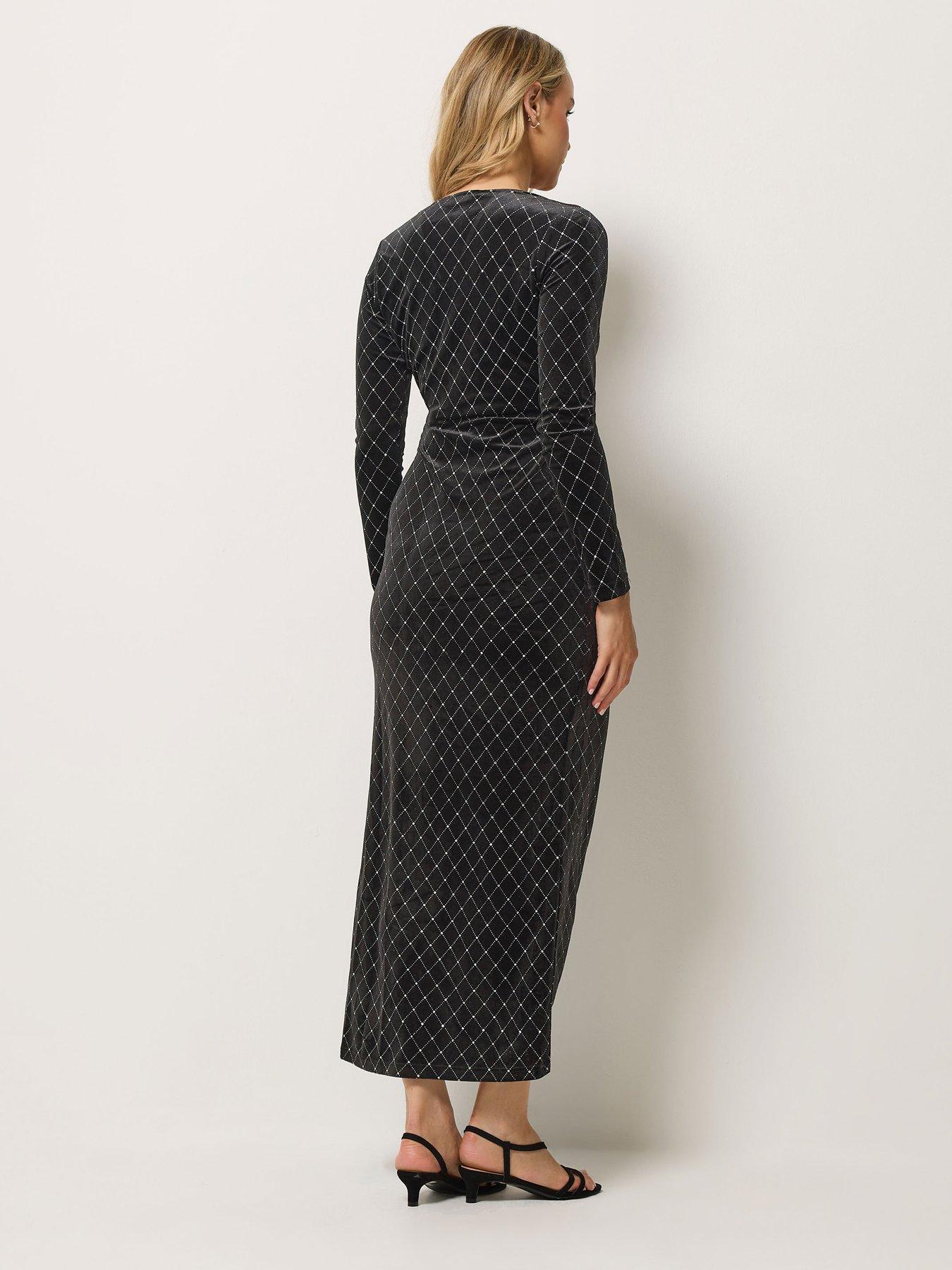 Image 2 of 4 of Yours Tall Glitter Velvet Wrap Dress