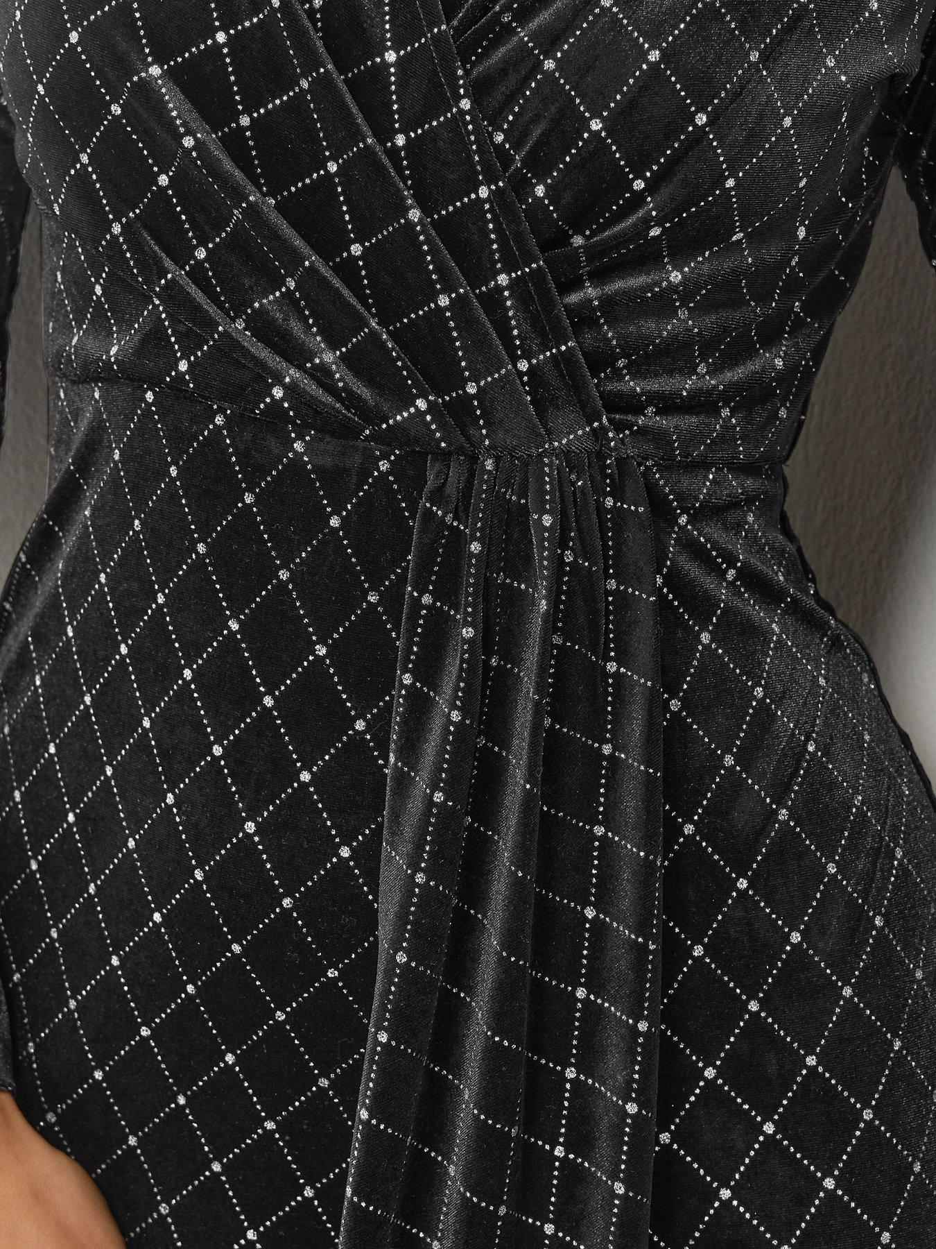 Image 4 of 4 of Yours Tall Glitter Velvet Wrap Dress