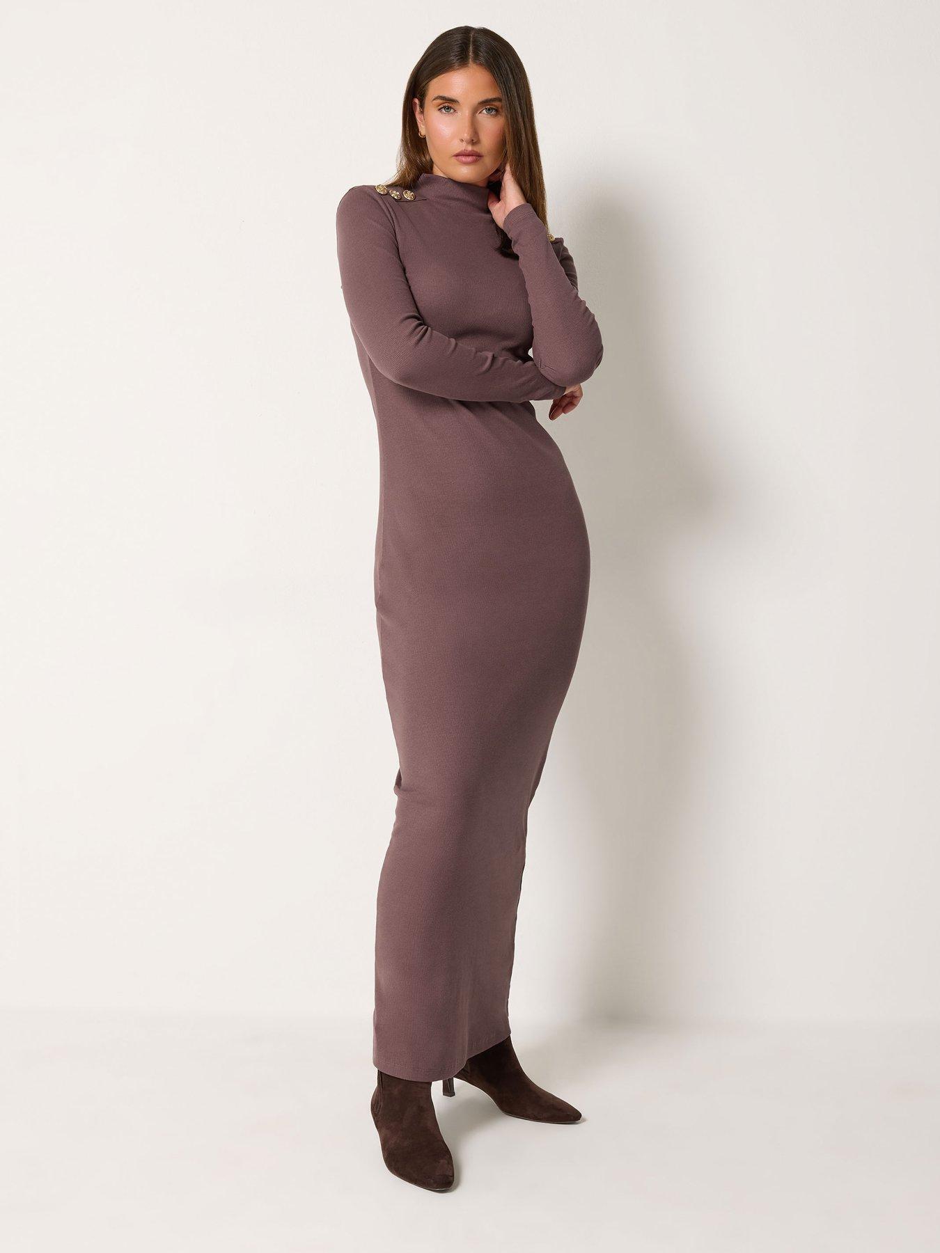 Image 3 of 4 of Yours Tall Button Shoulder Maxi Dress