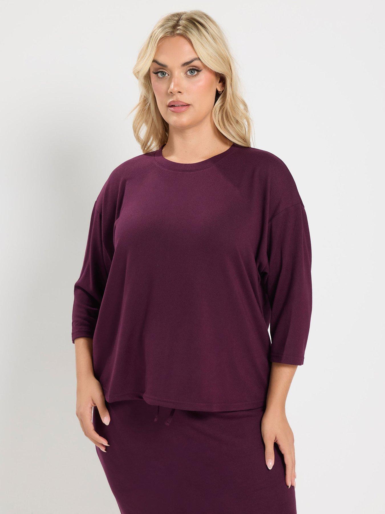 Yours Women's Burgundy Crew Neck Jumper In | Size: 12 - Image 2