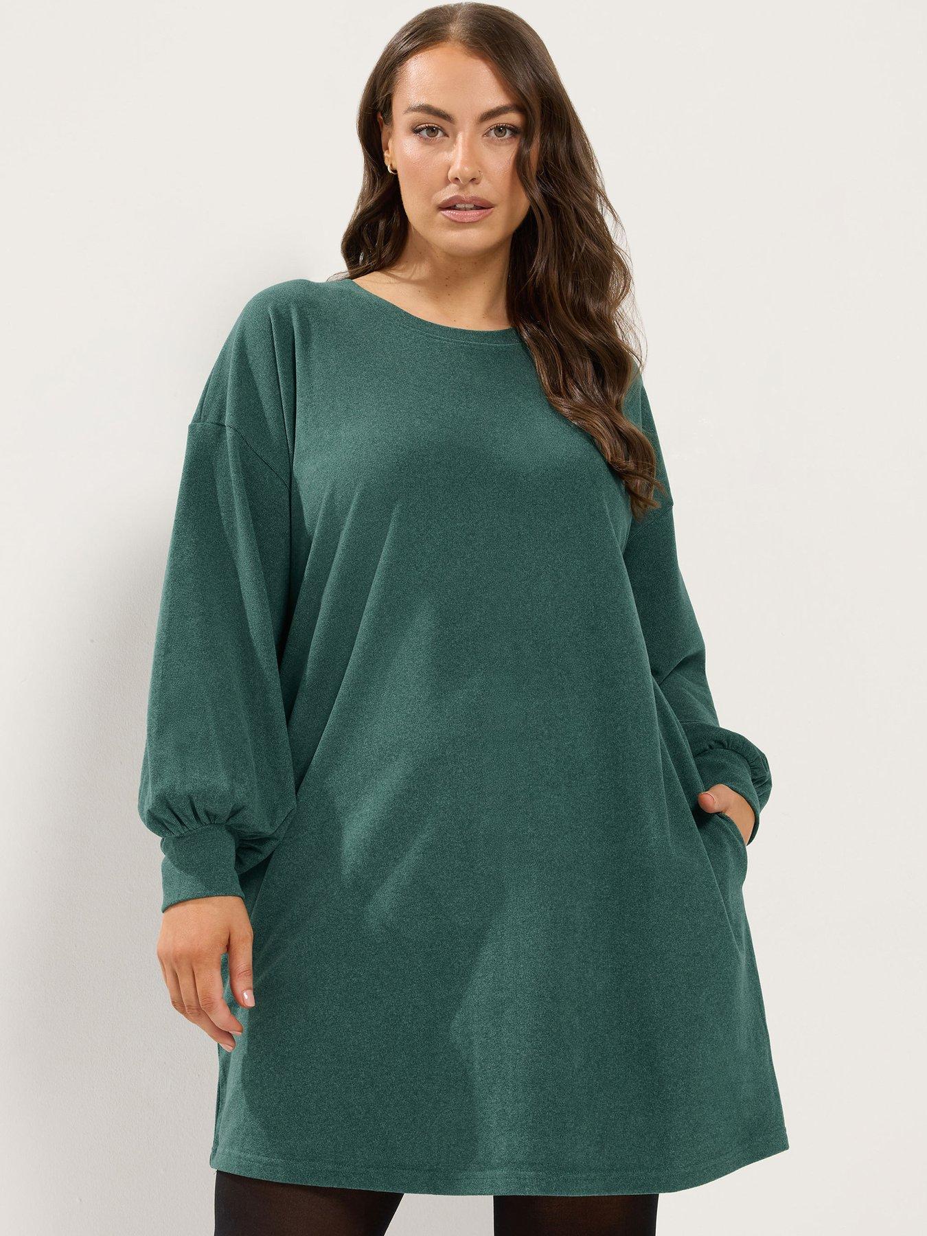 Yours Women's Green Balloon Sleeve Mini Dress In | : 26/28 - Image 2