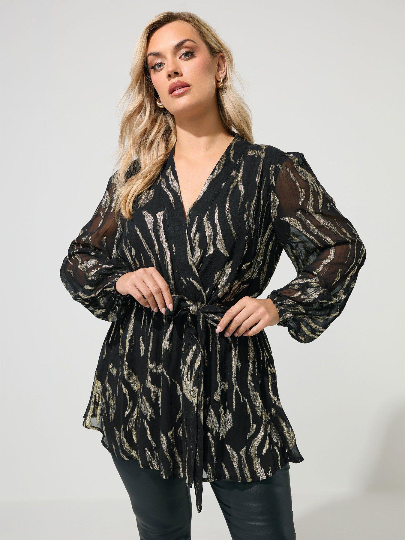 Yours Womens Curve Wrap Blouse - Black