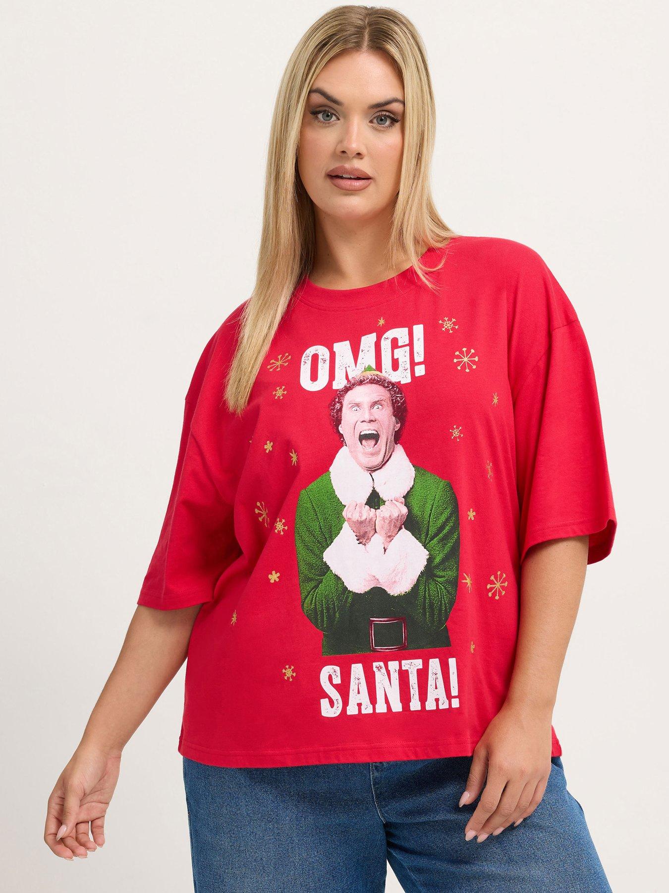Yours Women's Red Elf Slogan T-Shirt In | : 26/28 - Image 3