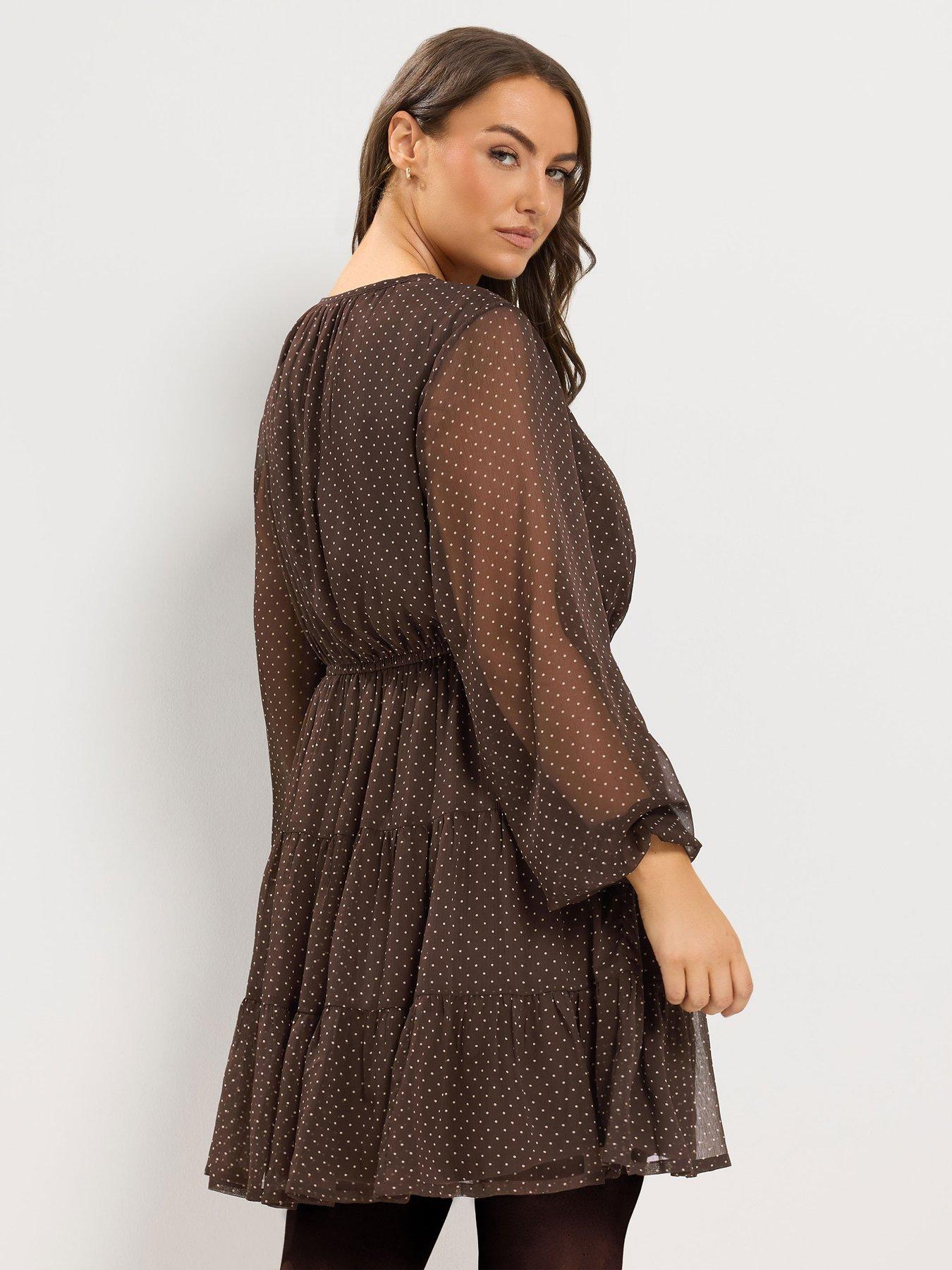 Image 2 of 4 of Yours Curve Polka Dot Tiered Dress