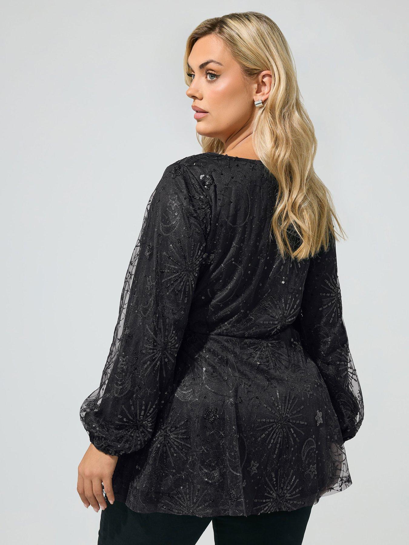 Image 2 of 4 of Yours Curve Celestial Sequin Wrap Top