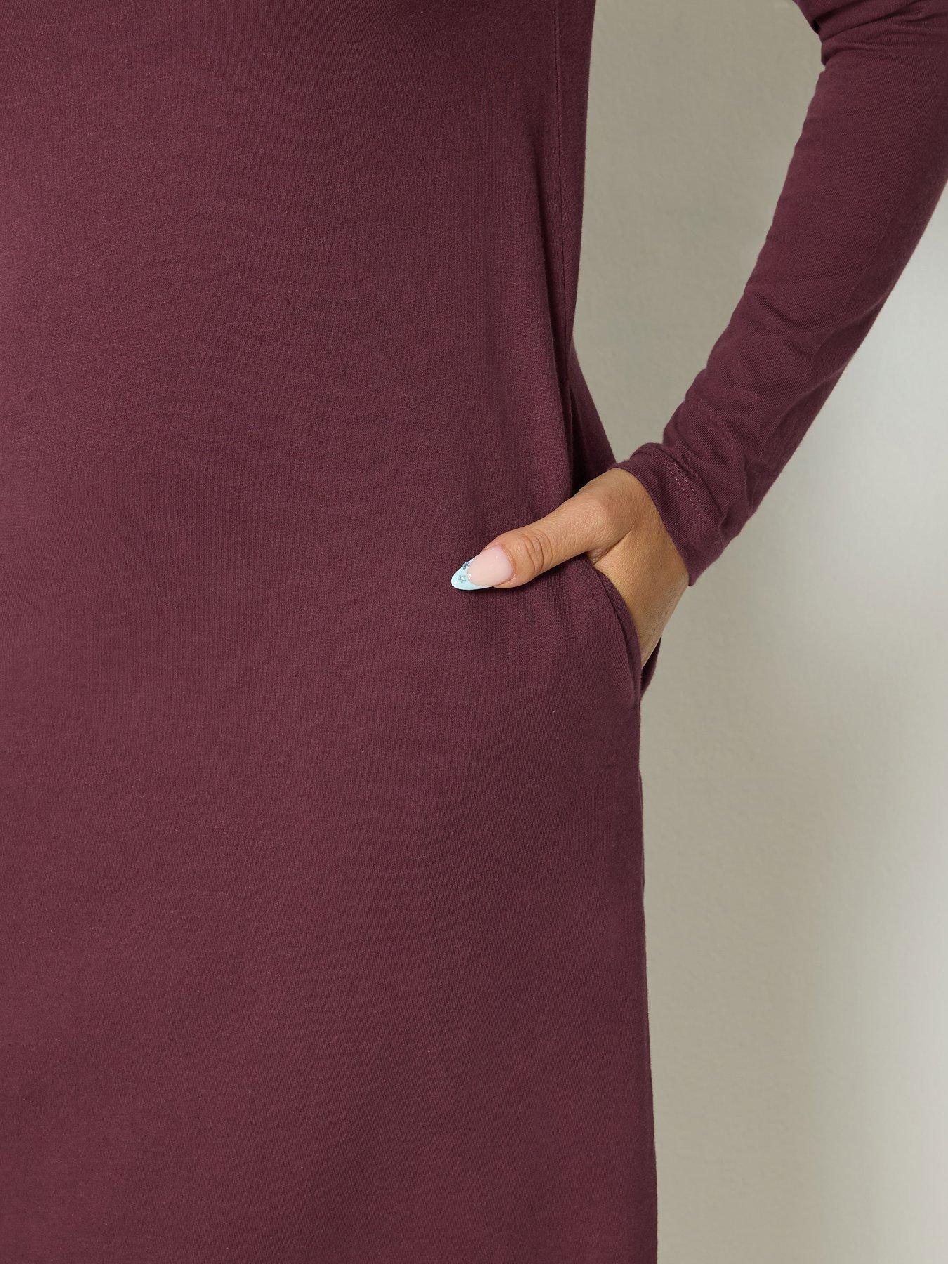 Image 4 of 4 of Yours Womens Petite Jersey Pockets Side Split Maxi Dress - Red