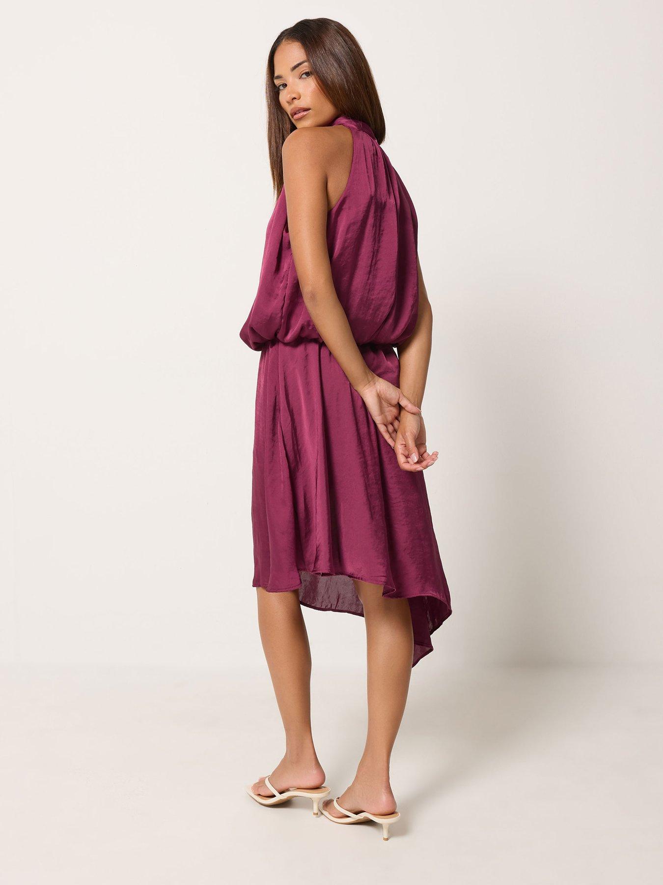 Image 2 of 4 of Yours Petite Halter Neck Asymmetric Dress